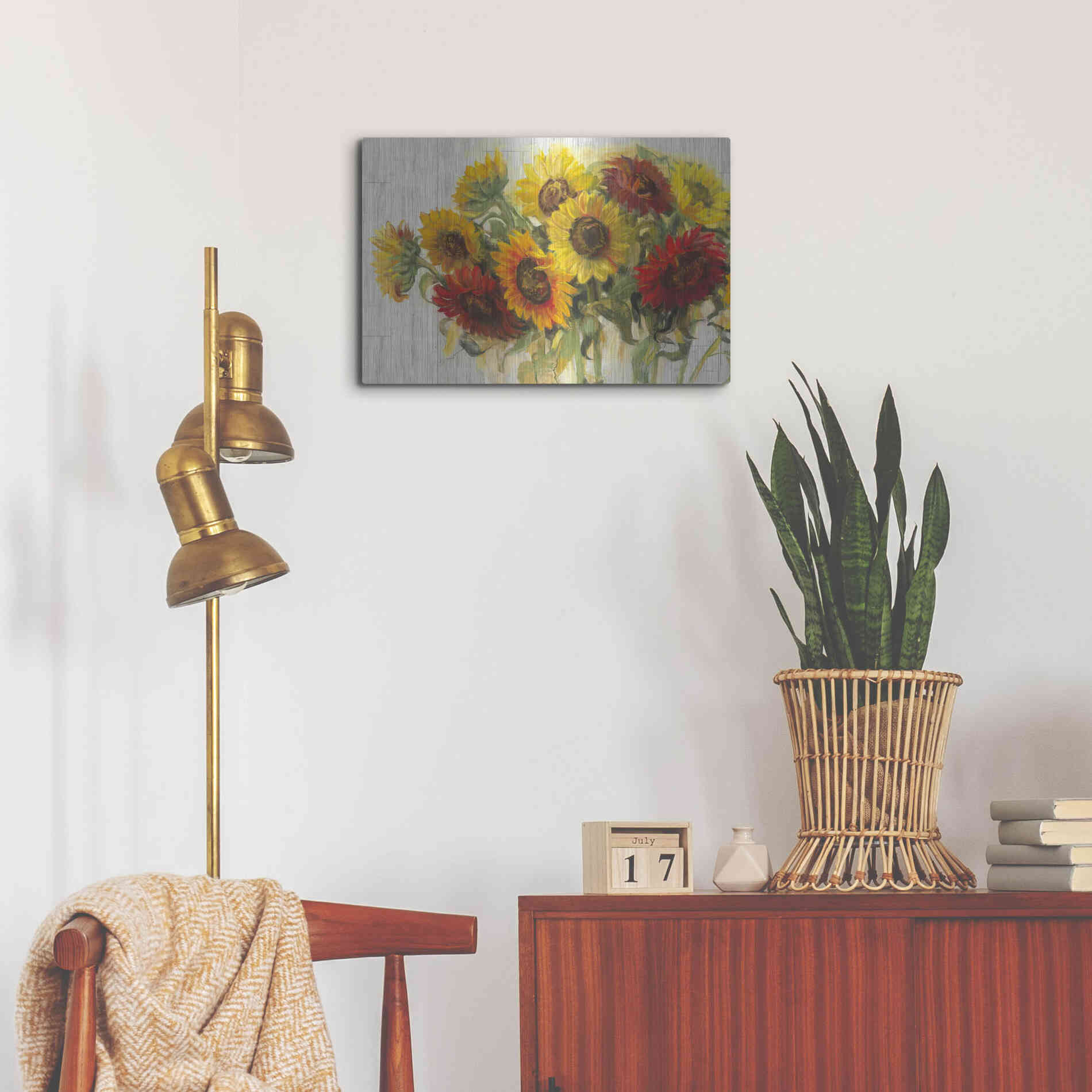 Luxe Metal Art 'Gathering Sun Crop On Wood' by Carol Rowan, Metal Wall Art,24x16