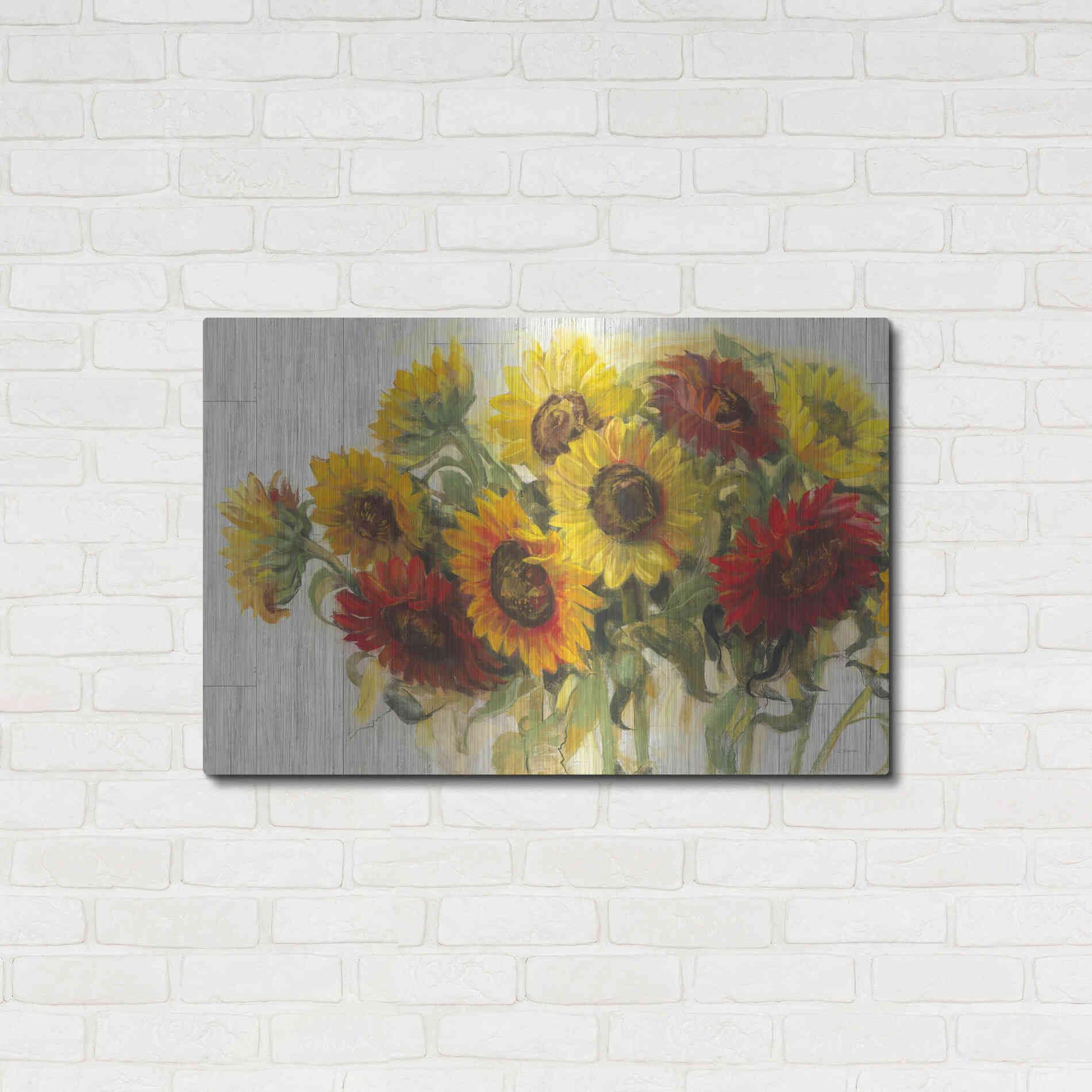 Luxe Metal Art 'Gathering Sun Crop On Wood' by Carol Rowan, Metal Wall Art,36x24