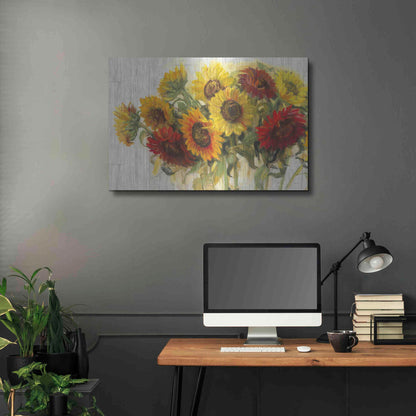 Luxe Metal Art 'Gathering Sun Crop On Wood' by Carol Rowan, Metal Wall Art,36x24