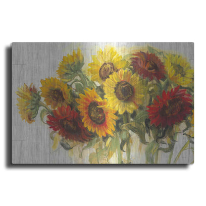 Luxe Metal Art 'Gathering Sun Crop On Wood' by Carol Rowan, Metal Wall Art