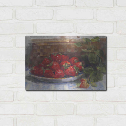 Luxe Metal Art 'Plate Of Strawberries' by Carol Rowan, Metal Wall Art,16x12