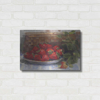 Luxe Metal Art 'Plate Of Strawberries' by Carol Rowan, Metal Wall Art,24x16