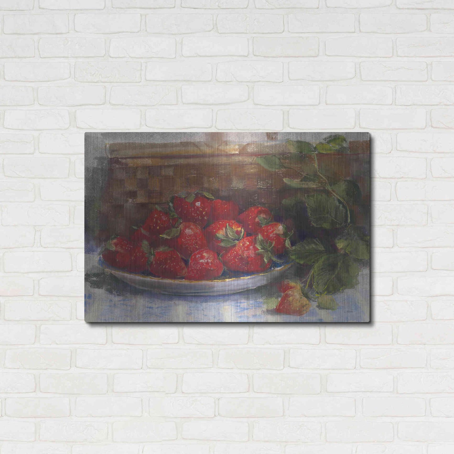 Luxe Metal Art 'Plate Of Strawberries' by Carol Rowan, Metal Wall Art,36x24