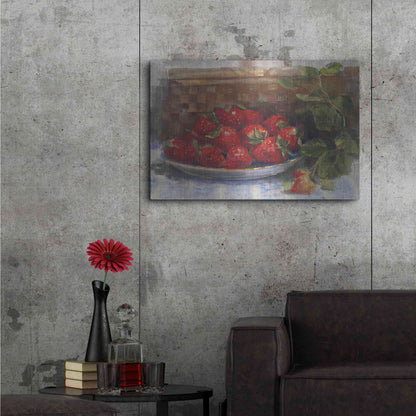 Luxe Metal Art 'Plate Of Strawberries' by Carol Rowan, Metal Wall Art,36x24