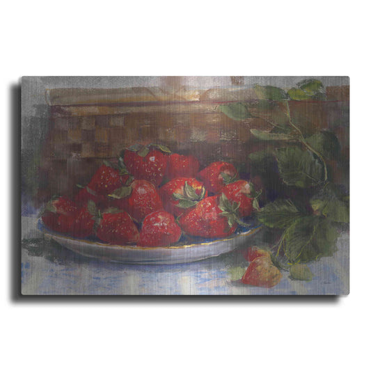 Luxe Metal Art 'Plate Of Strawberries' by Carol Rowan, Metal Wall Art