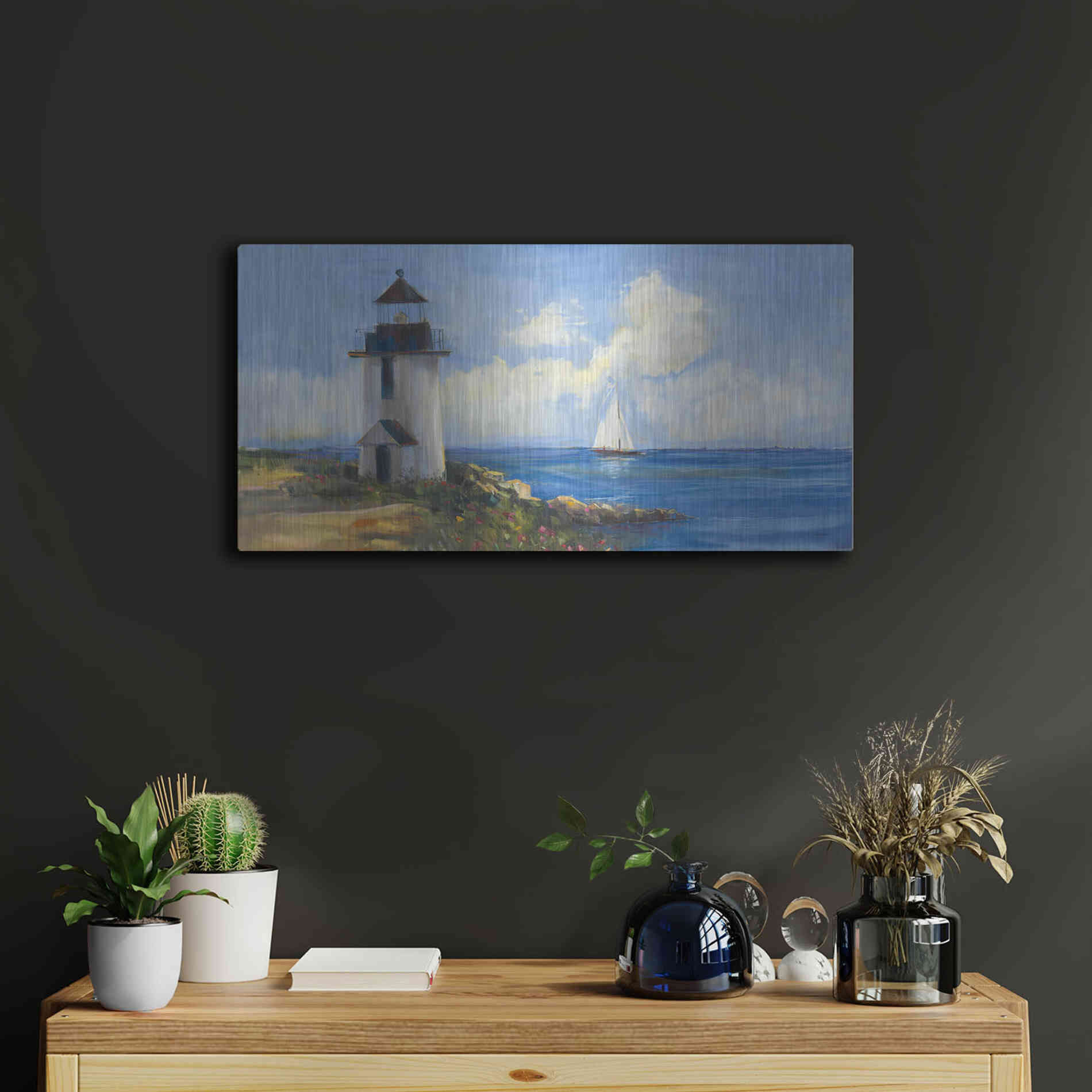 Luxe Metal Art 'Sunday Morning Sail V2' by Carol Rowan, Metal Wall Art,24x12
