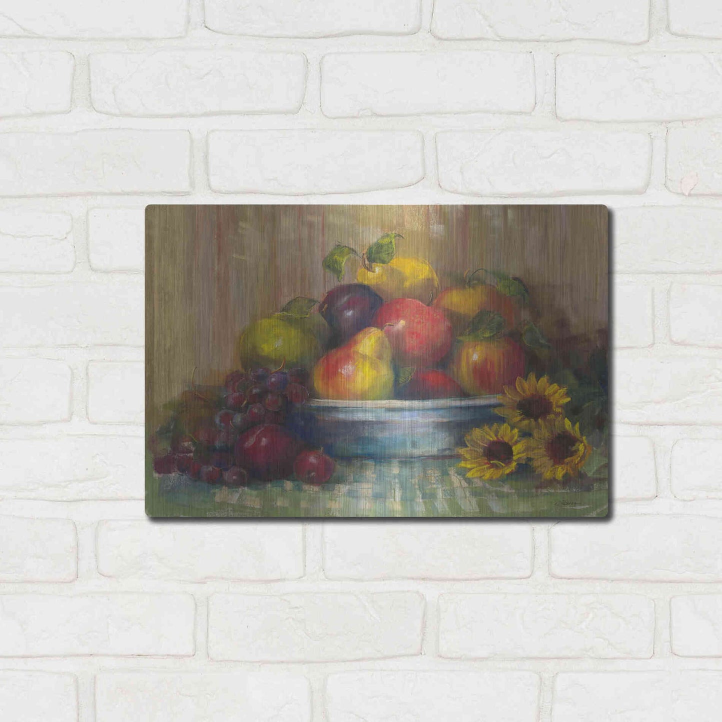 Luxe Metal Art 'Fruit Basket' by Carol Rowan, Metal Wall Art,16x12