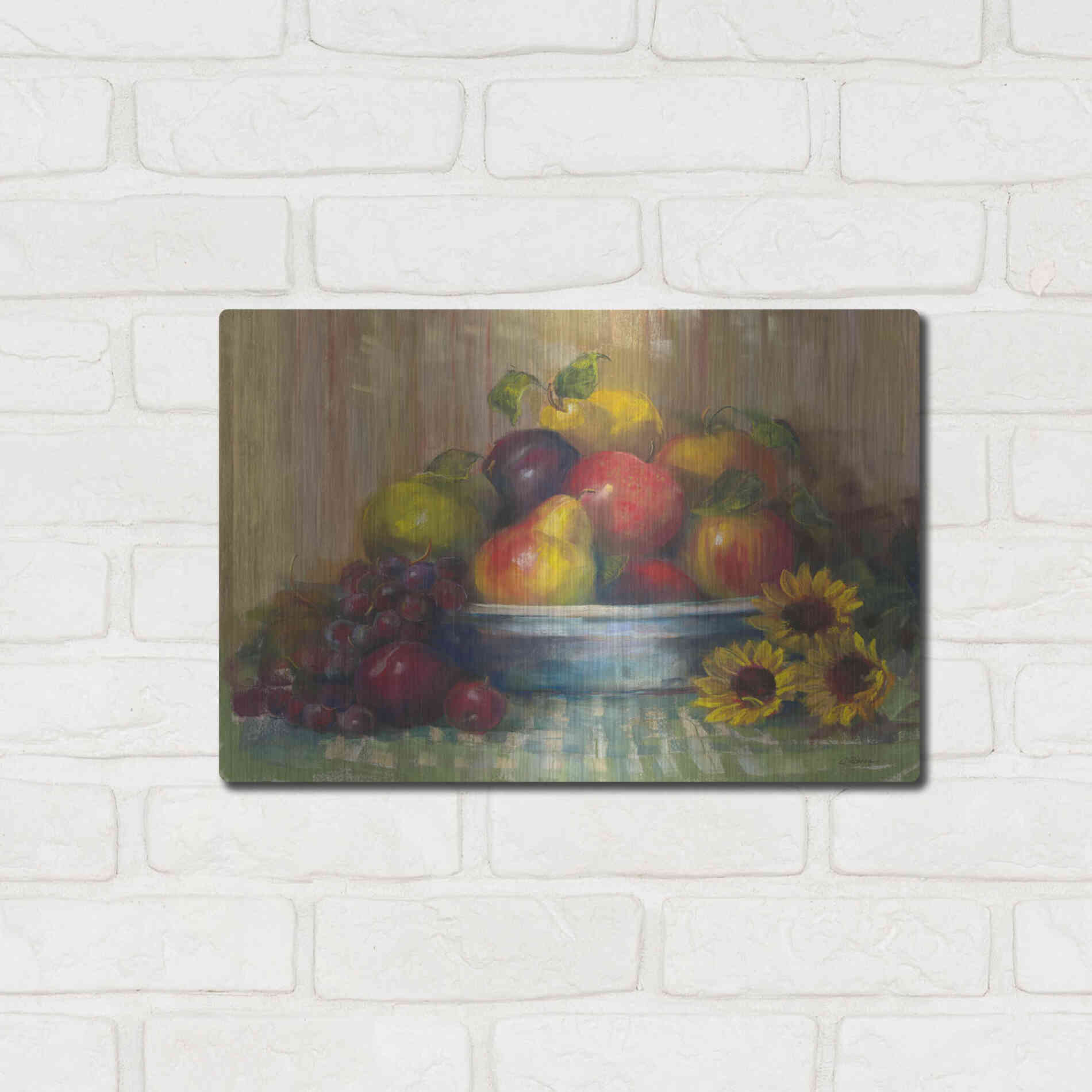 Luxe Metal Art 'Fruit Basket' by Carol Rowan, Metal Wall Art,16x12