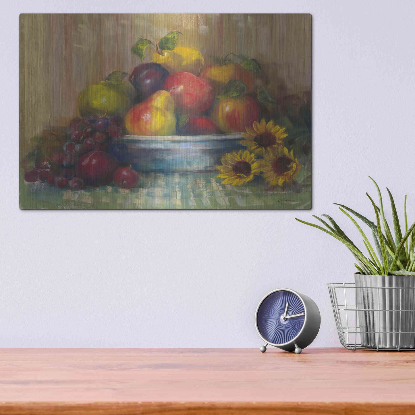 Luxe Metal Art 'Fruit Basket' by Carol Rowan, Metal Wall Art,16x12