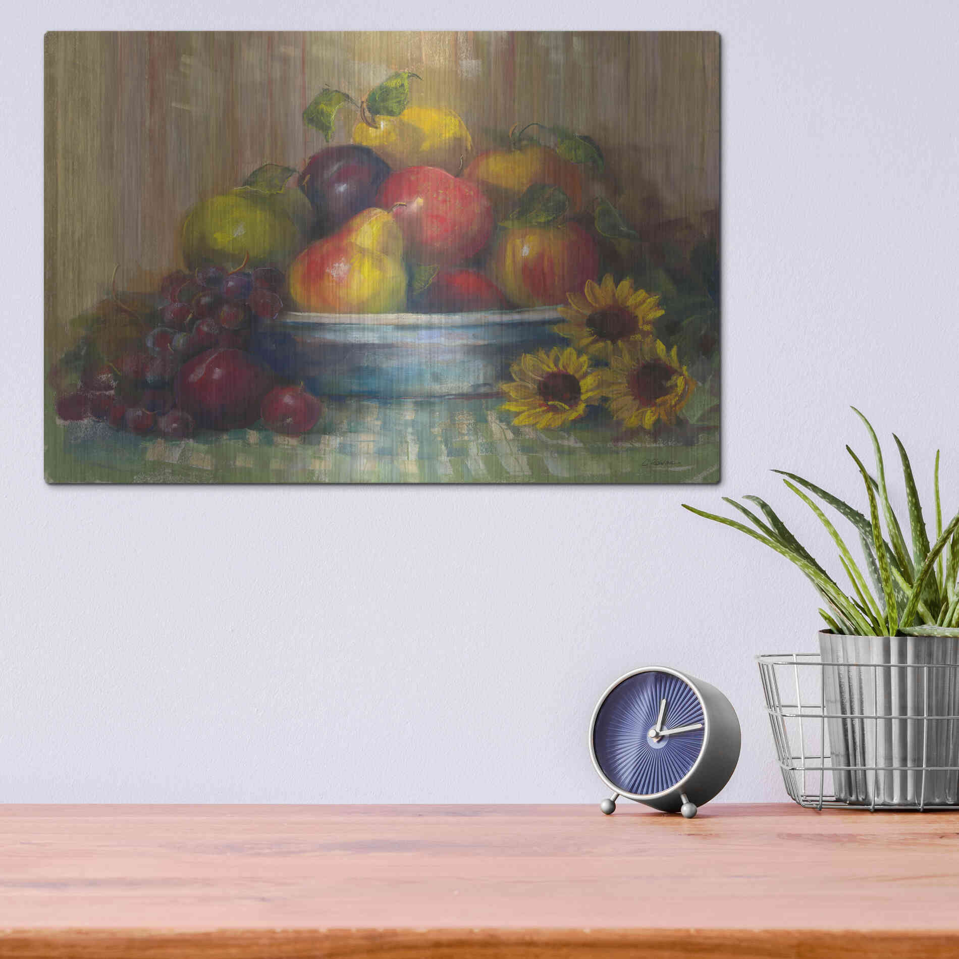 Luxe Metal Art 'Fruit Basket' by Carol Rowan, Metal Wall Art,16x12