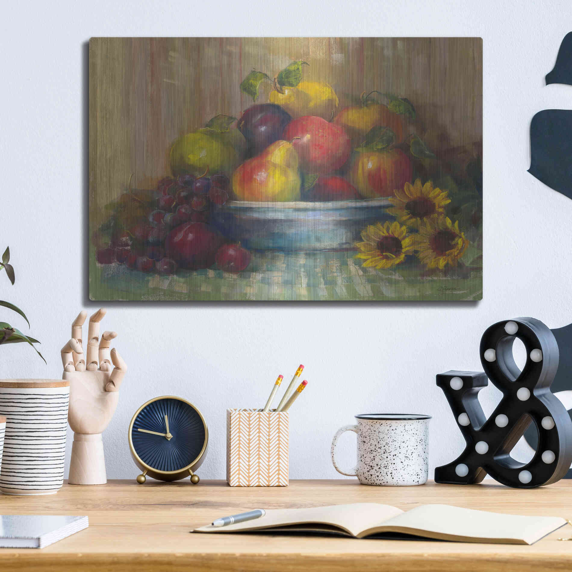 Luxe Metal Art 'Fruit Basket' by Carol Rowan, Metal Wall Art,16x12