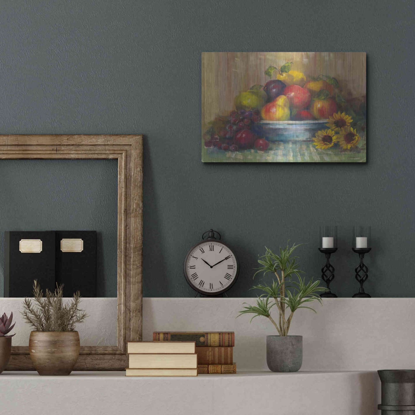 Luxe Metal Art 'Fruit Basket' by Carol Rowan, Metal Wall Art,16x12