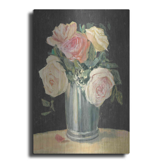 Luxe Metal Art 'Silver Vase I On Black' by Carol Rowan, Metal Wall Art