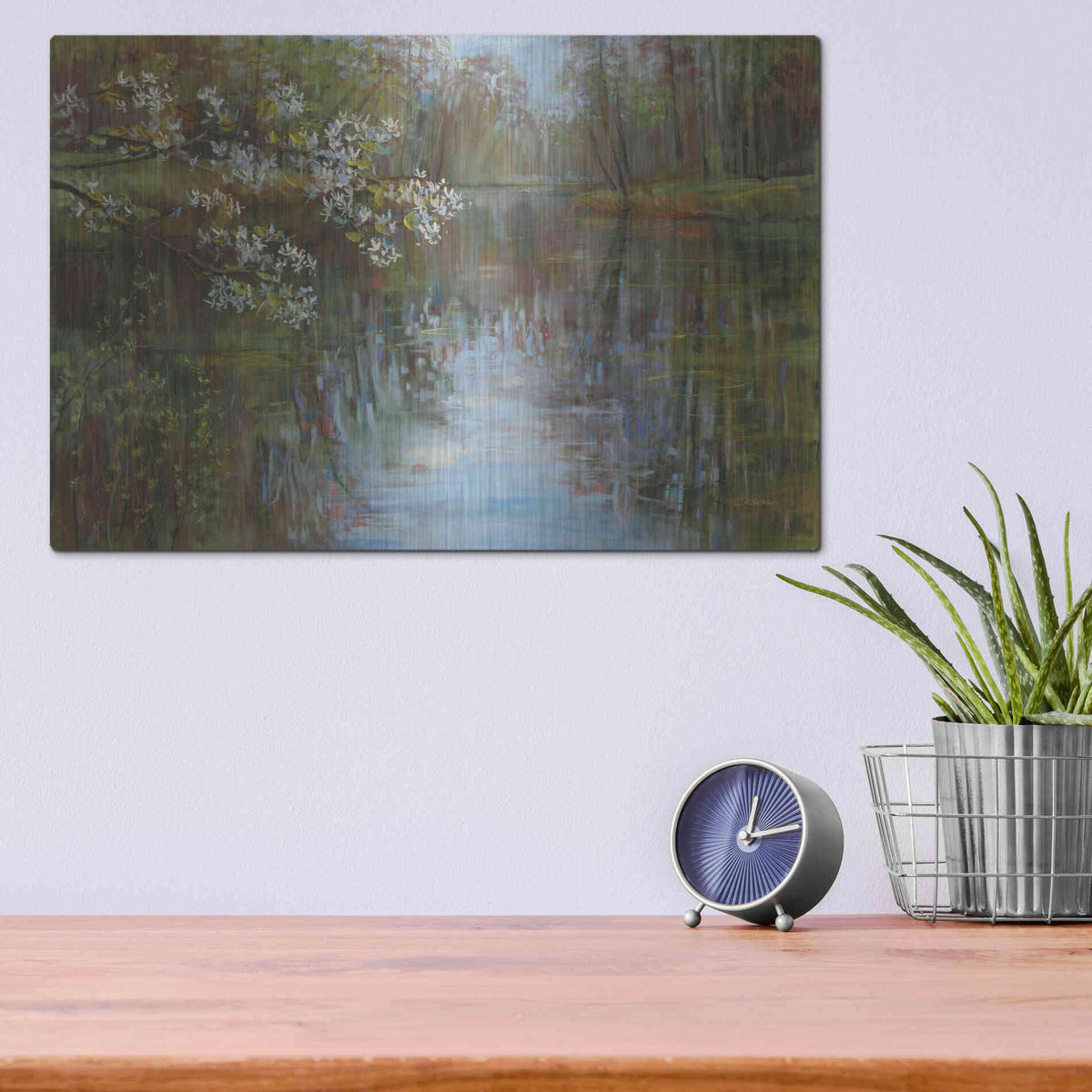 Luxe Metal Art 'Spring Reflection' by Carol Rowan, Metal Wall Art,16x12