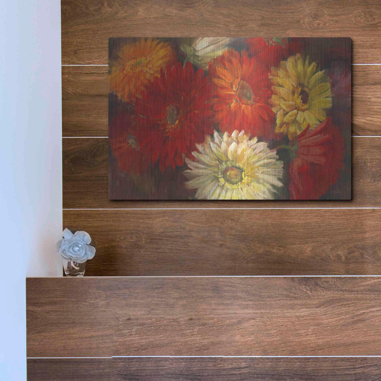 Luxe Metal Art 'Gerberas' by Carol Rowan, Metal Wall Art,16x12