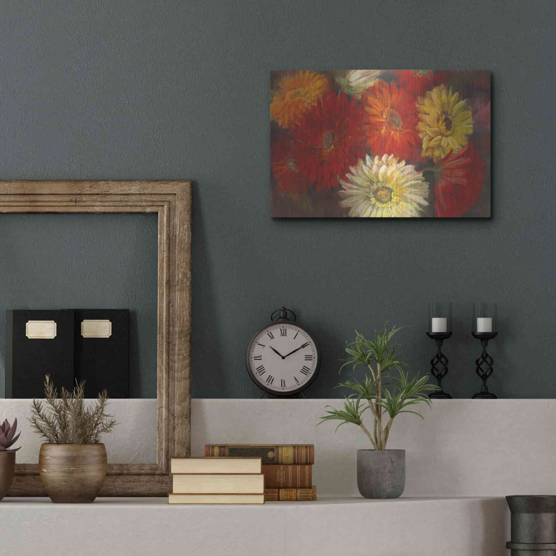 Luxe Metal Art 'Gerberas' by Carol Rowan, Metal Wall Art,16x12