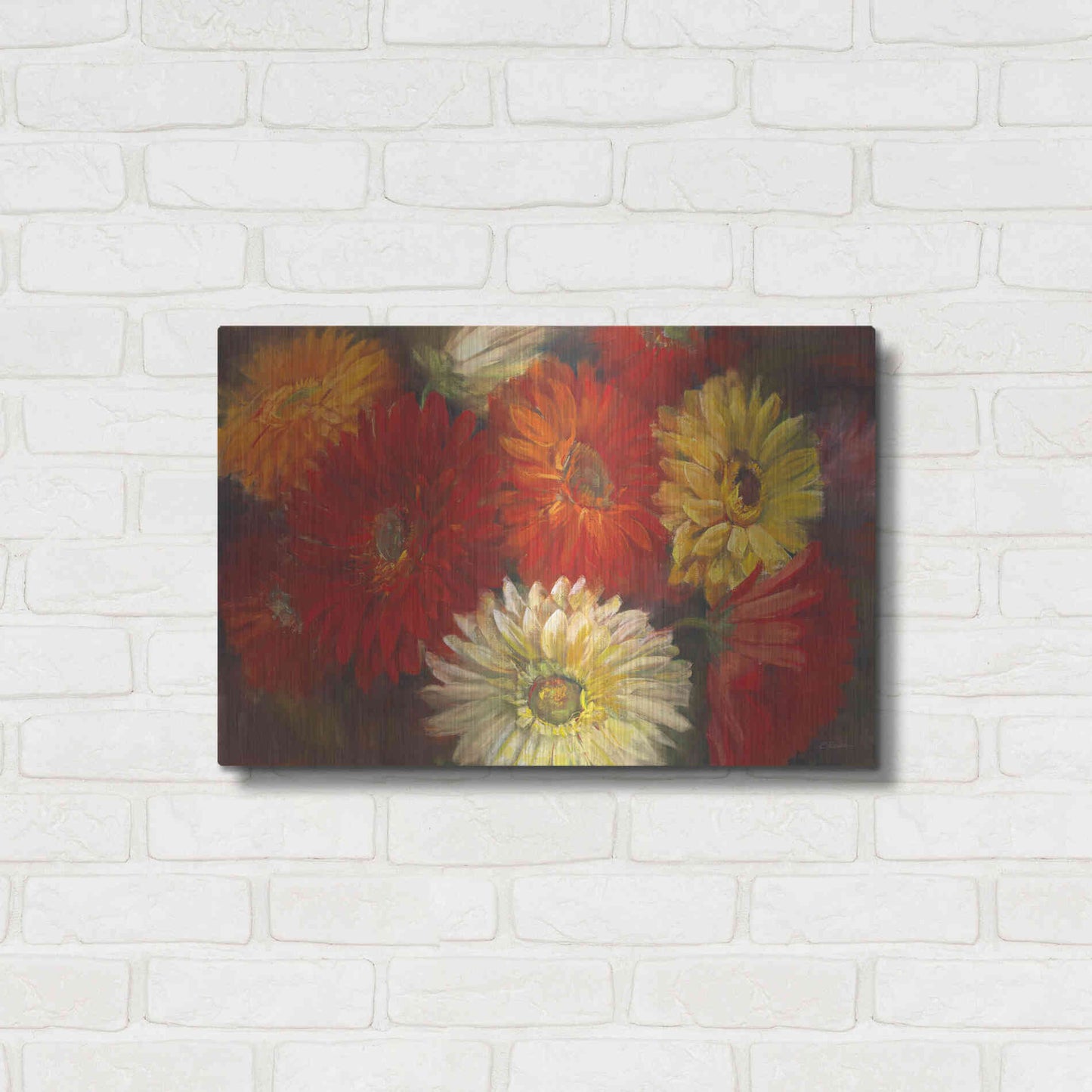 Luxe Metal Art 'Gerberas' by Carol Rowan, Metal Wall Art,24x16