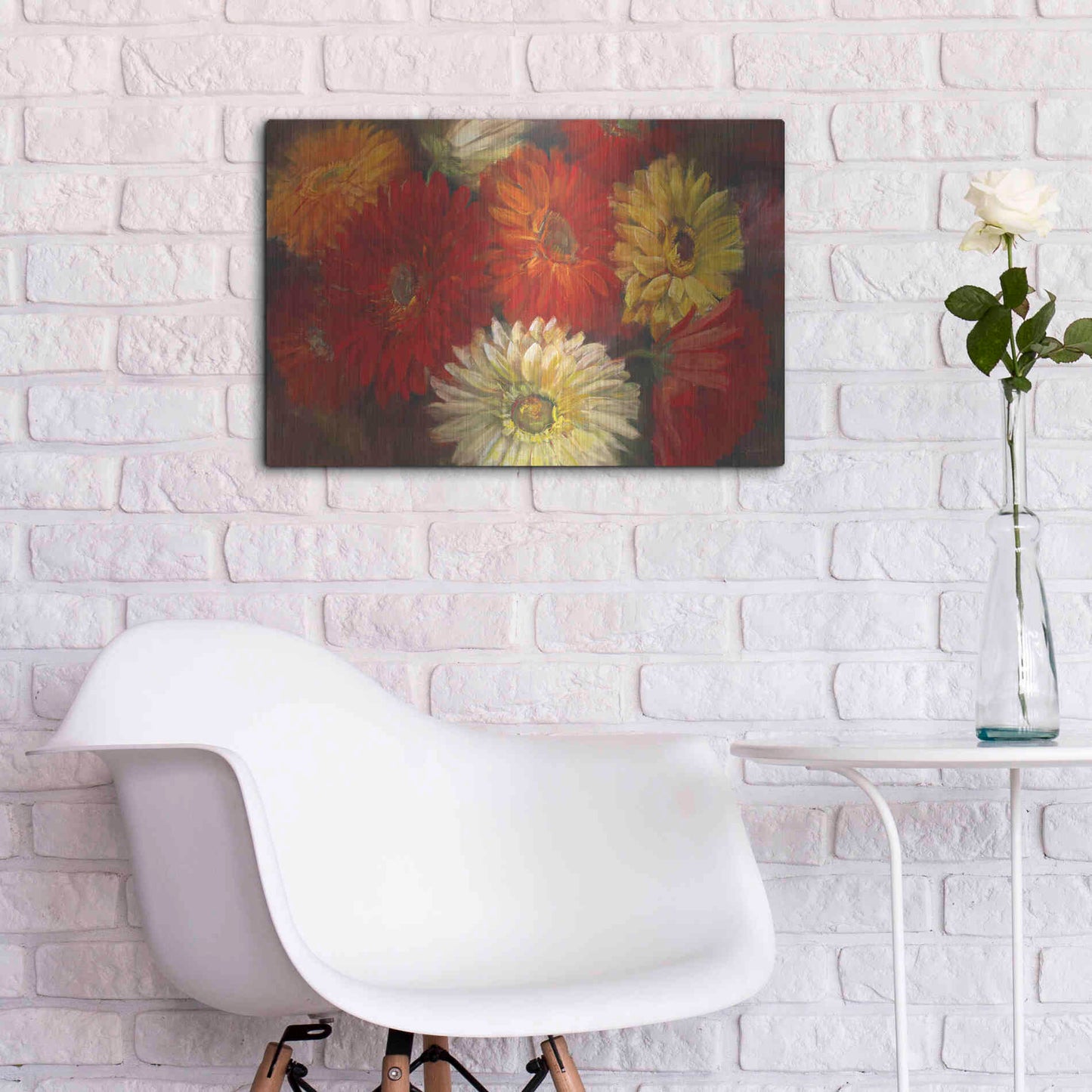 Luxe Metal Art 'Gerberas' by Carol Rowan, Metal Wall Art,24x16