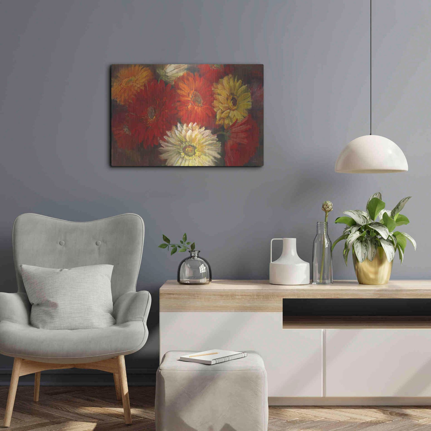 Luxe Metal Art 'Gerberas' by Carol Rowan, Metal Wall Art,24x16