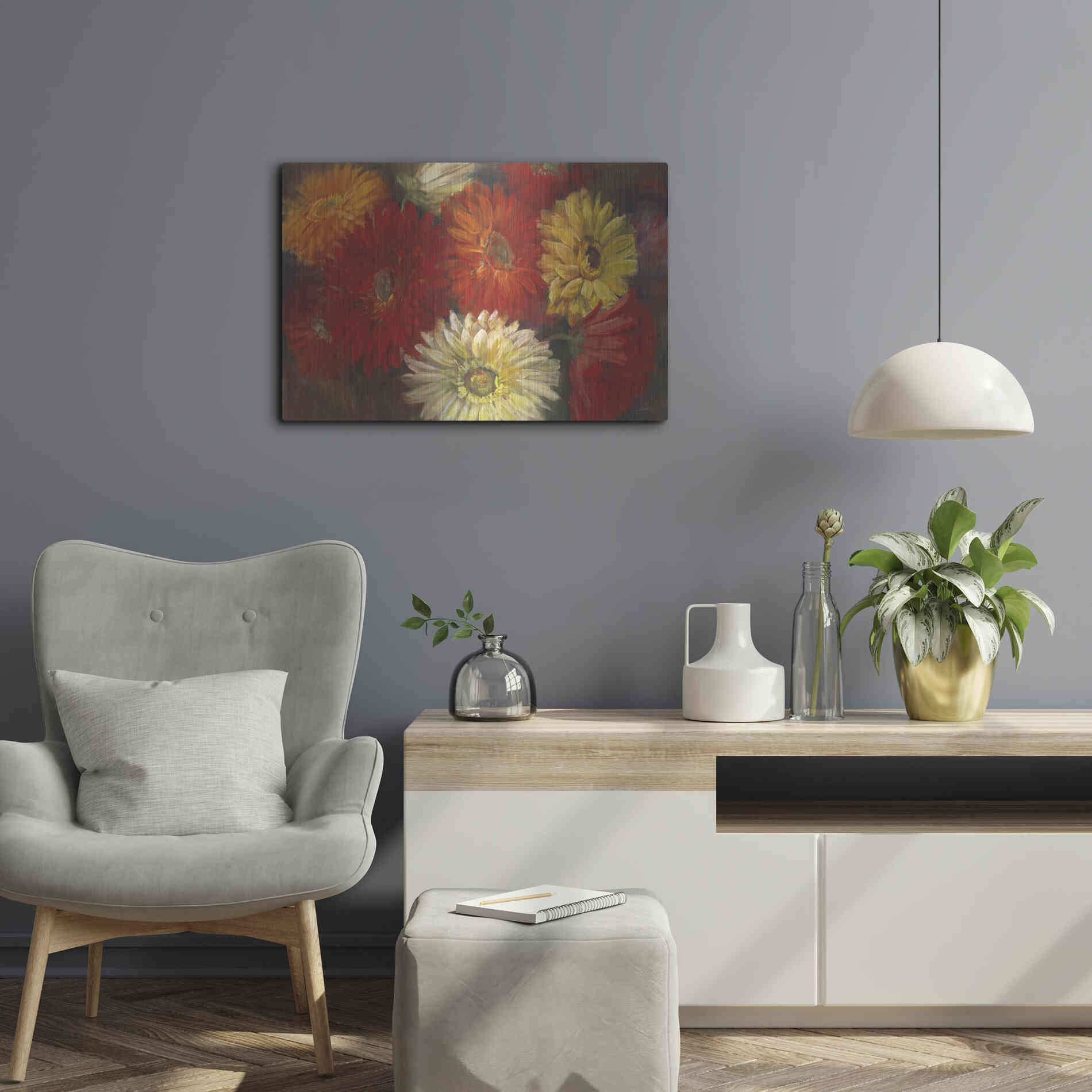 Luxe Metal Art 'Gerberas' by Carol Rowan, Metal Wall Art,24x16