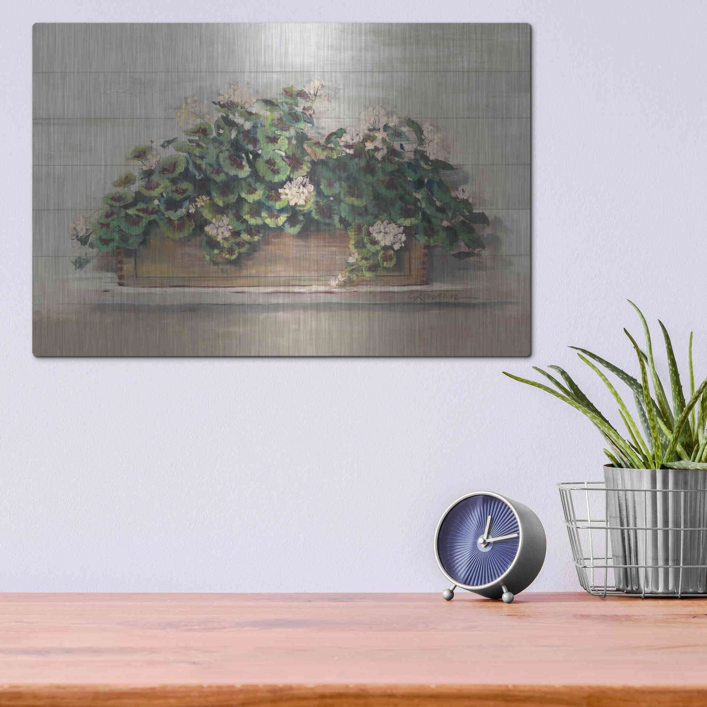 Luxe Metal Art 'Market Geraniums Crop' by Carol Rowan, Metal Wall Art,16x12