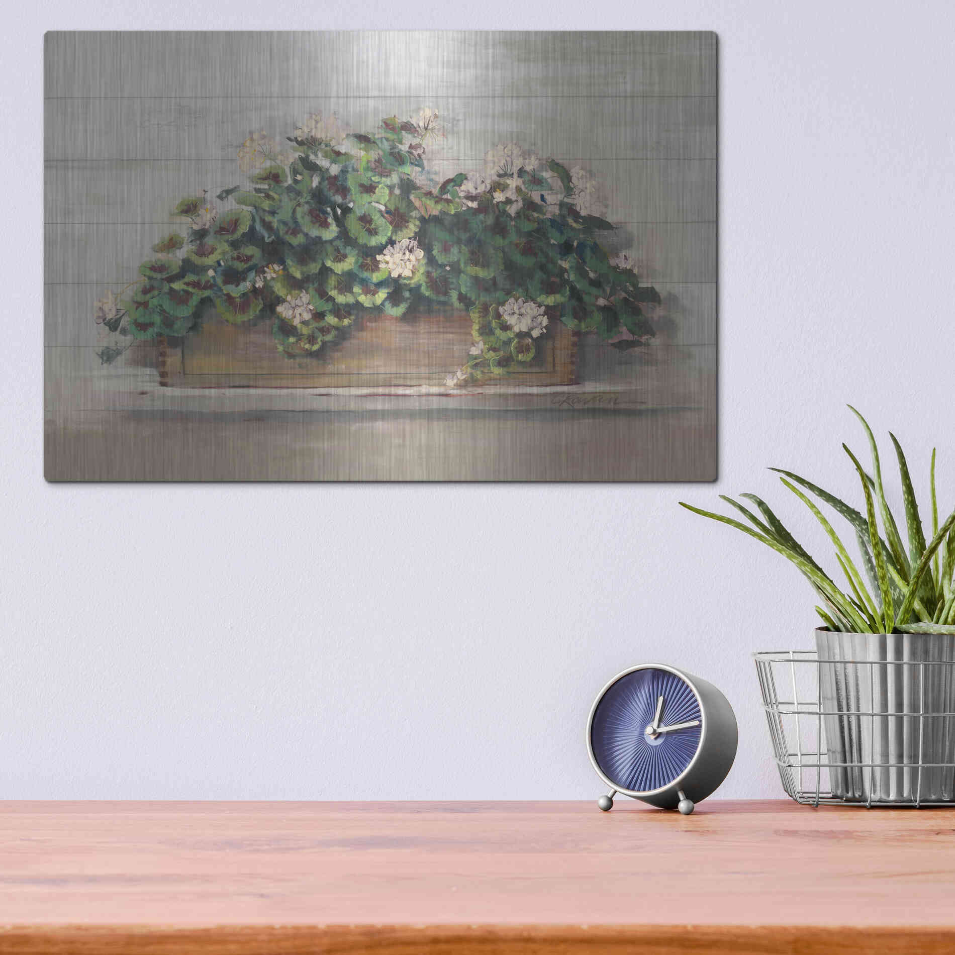 Luxe Metal Art 'Market Geraniums Crop' by Carol Rowan, Metal Wall Art,16x12