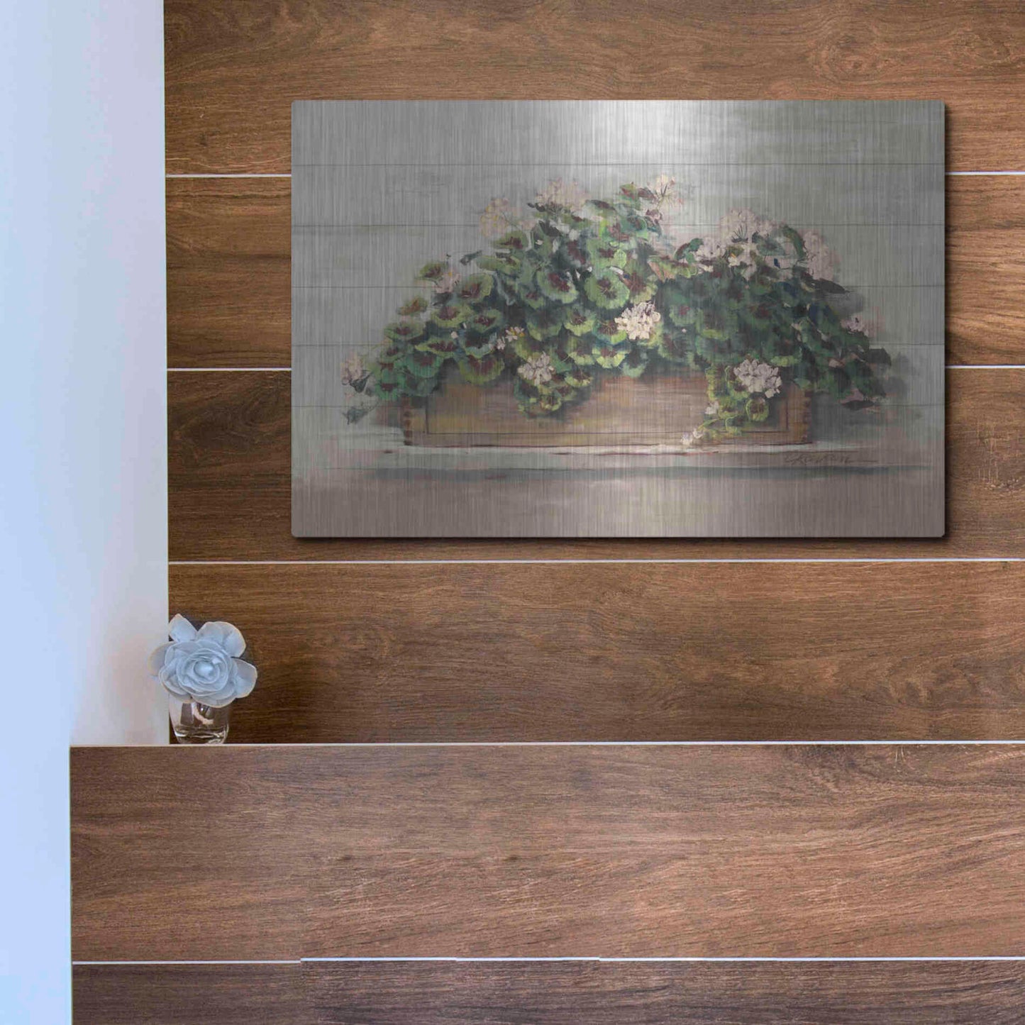 Luxe Metal Art 'Market Geraniums Crop' by Carol Rowan, Metal Wall Art,16x12