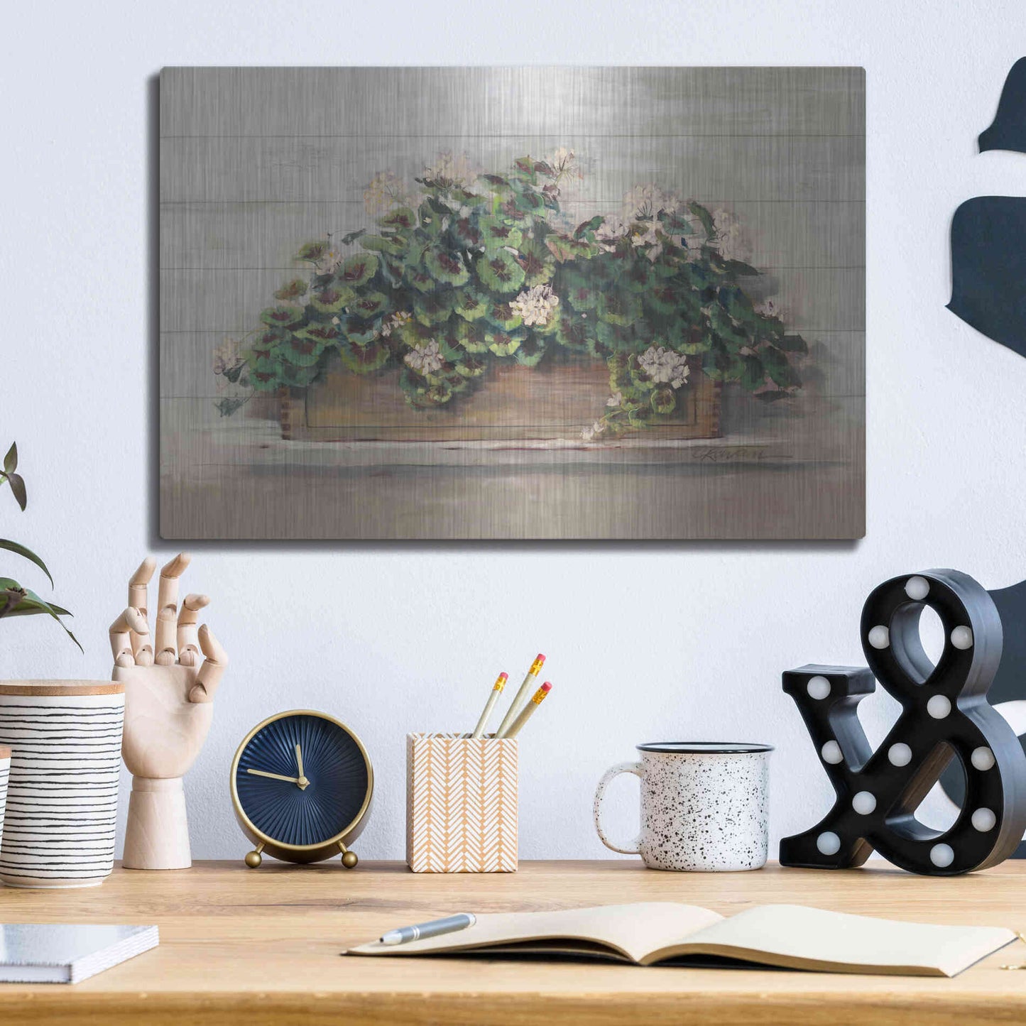 Luxe Metal Art 'Market Geraniums Crop' by Carol Rowan, Metal Wall Art,16x12