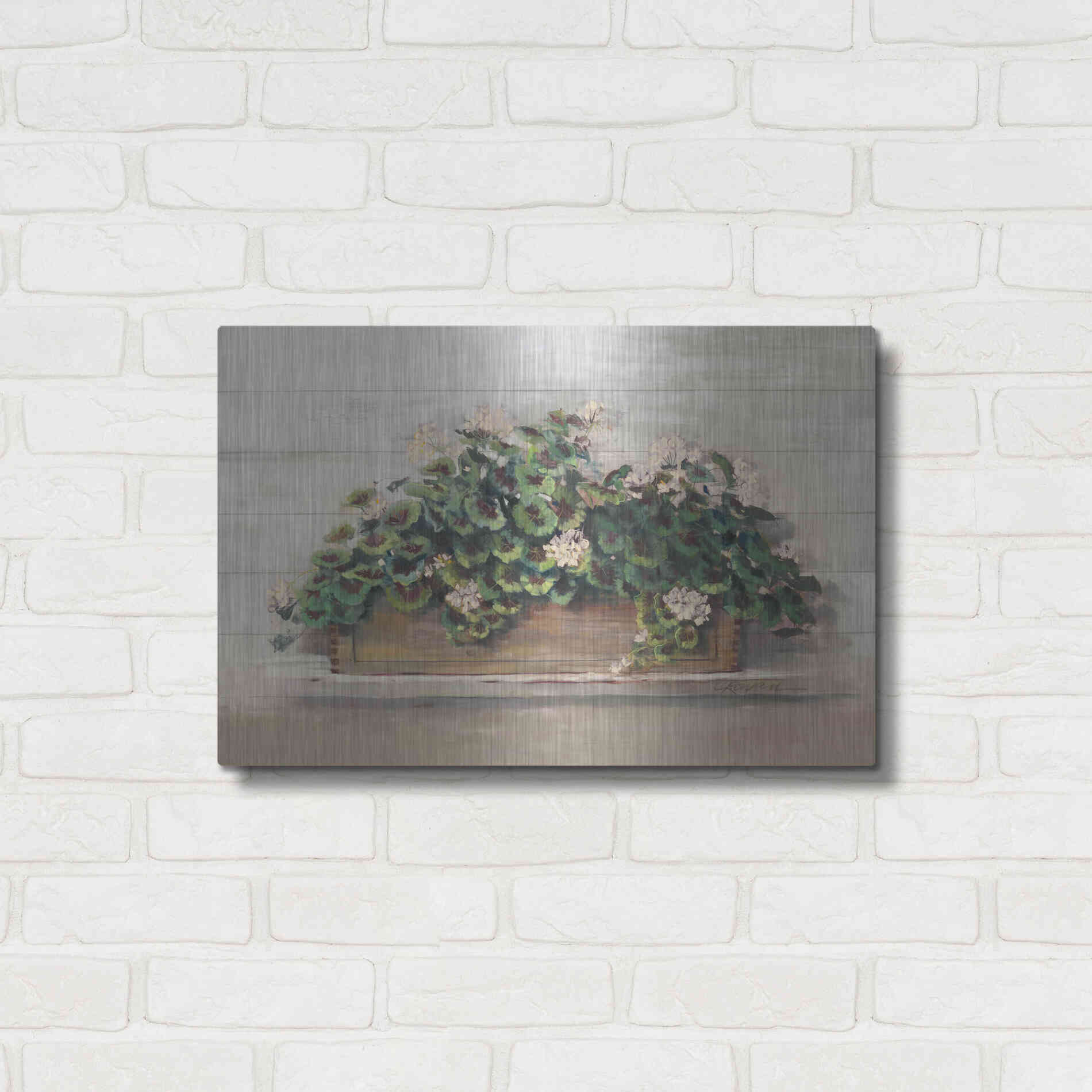 Luxe Metal Art 'Market Geraniums Crop' by Carol Rowan, Metal Wall Art,24x16