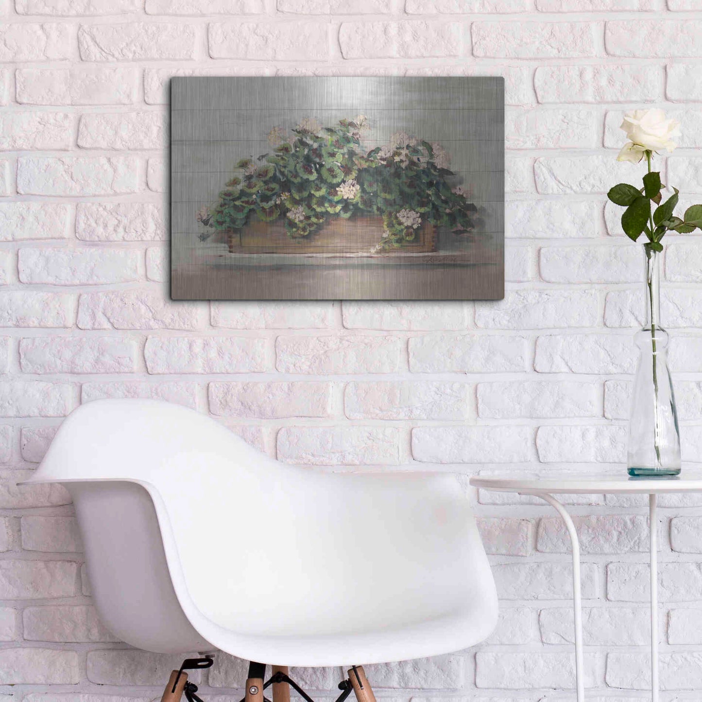 Luxe Metal Art 'Market Geraniums Crop' by Carol Rowan, Metal Wall Art,24x16
