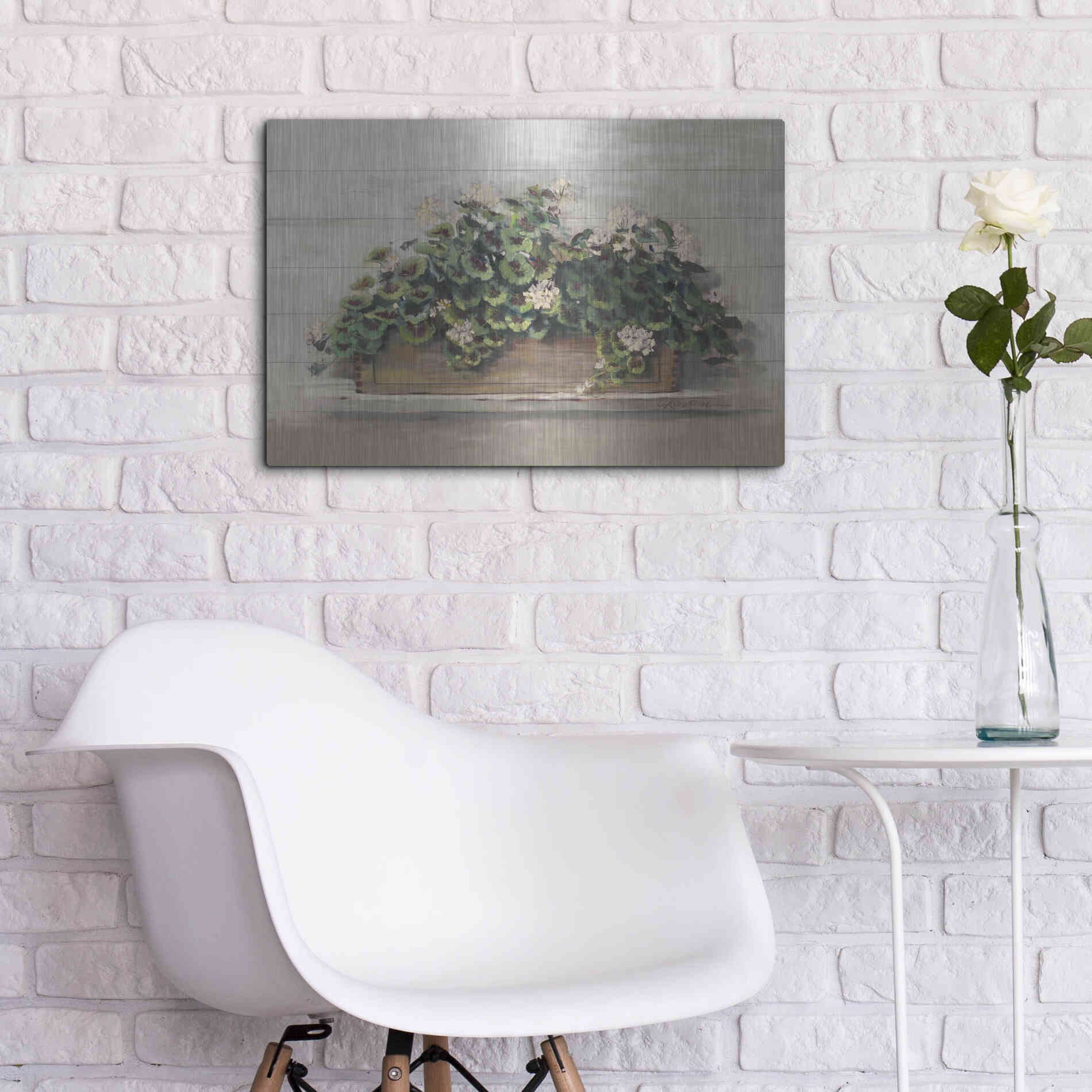 Luxe Metal Art 'Market Geraniums Crop' by Carol Rowan, Metal Wall Art,24x16