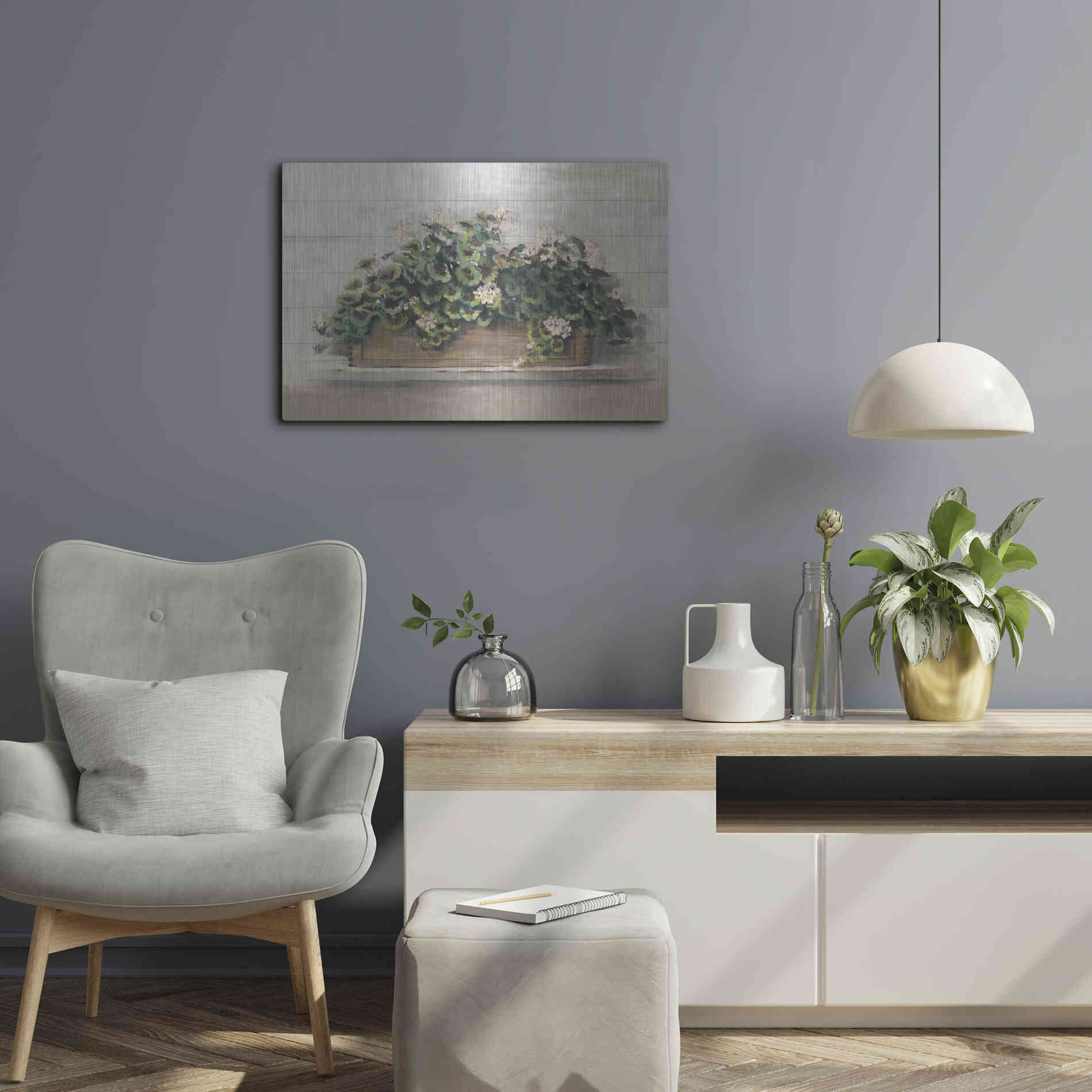 Luxe Metal Art 'Market Geraniums Crop' by Carol Rowan, Metal Wall Art,24x16