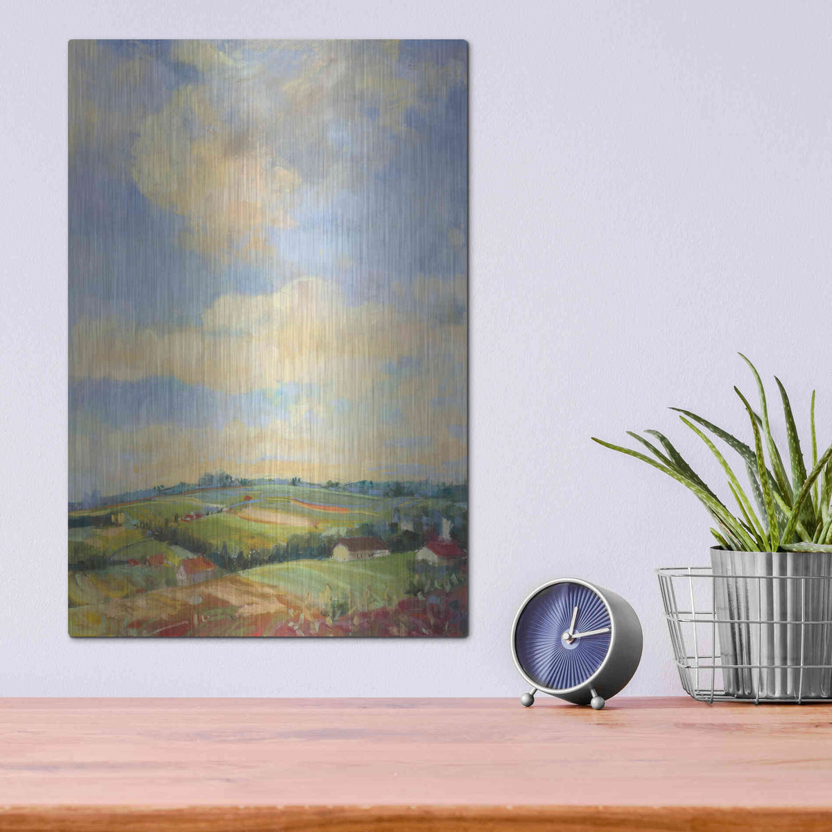 Luxe Metal Art 'Farm Fields' by Carol Rowan, Metal Wall Art,12x16