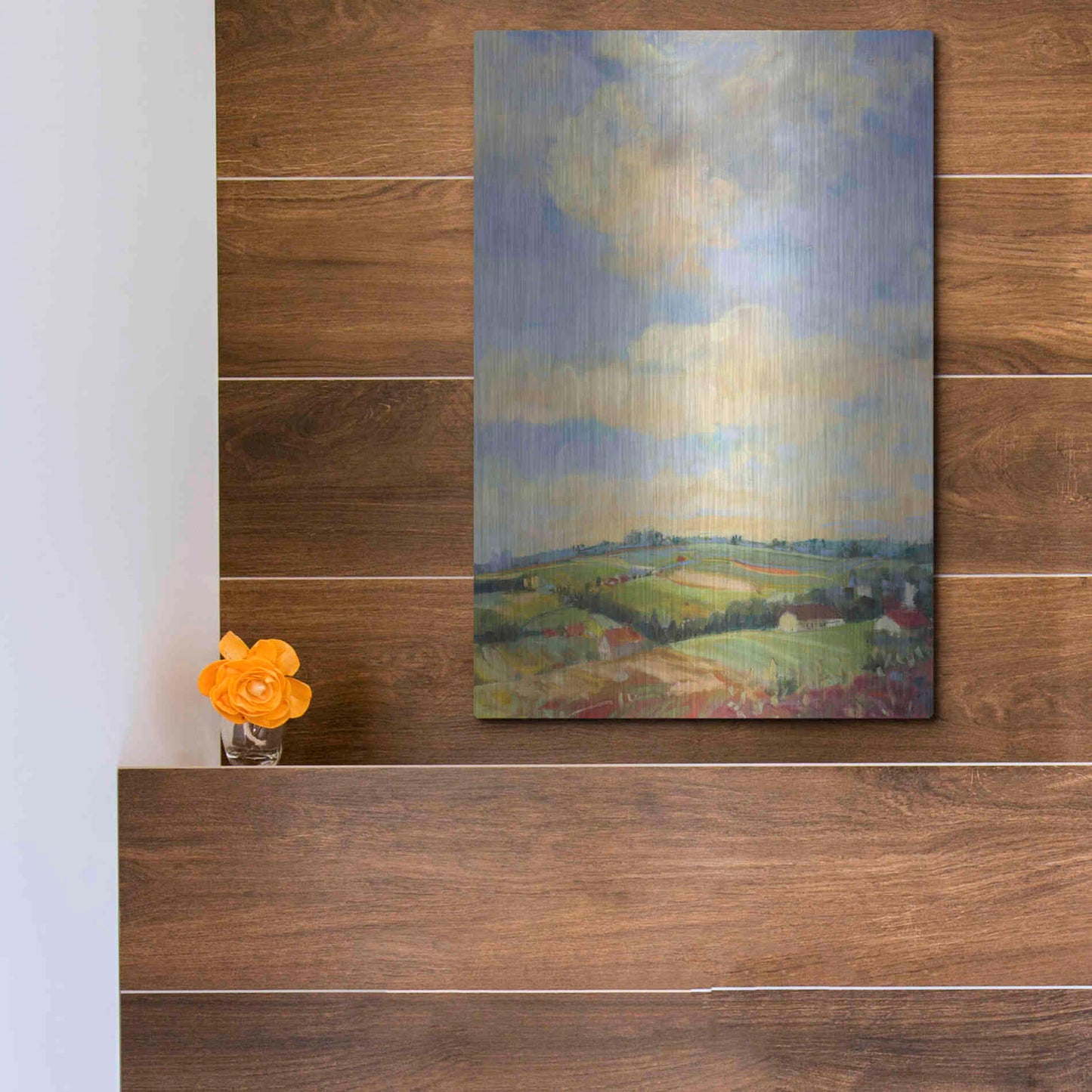 Luxe Metal Art 'Farm Fields' by Carol Rowan, Metal Wall Art,12x16