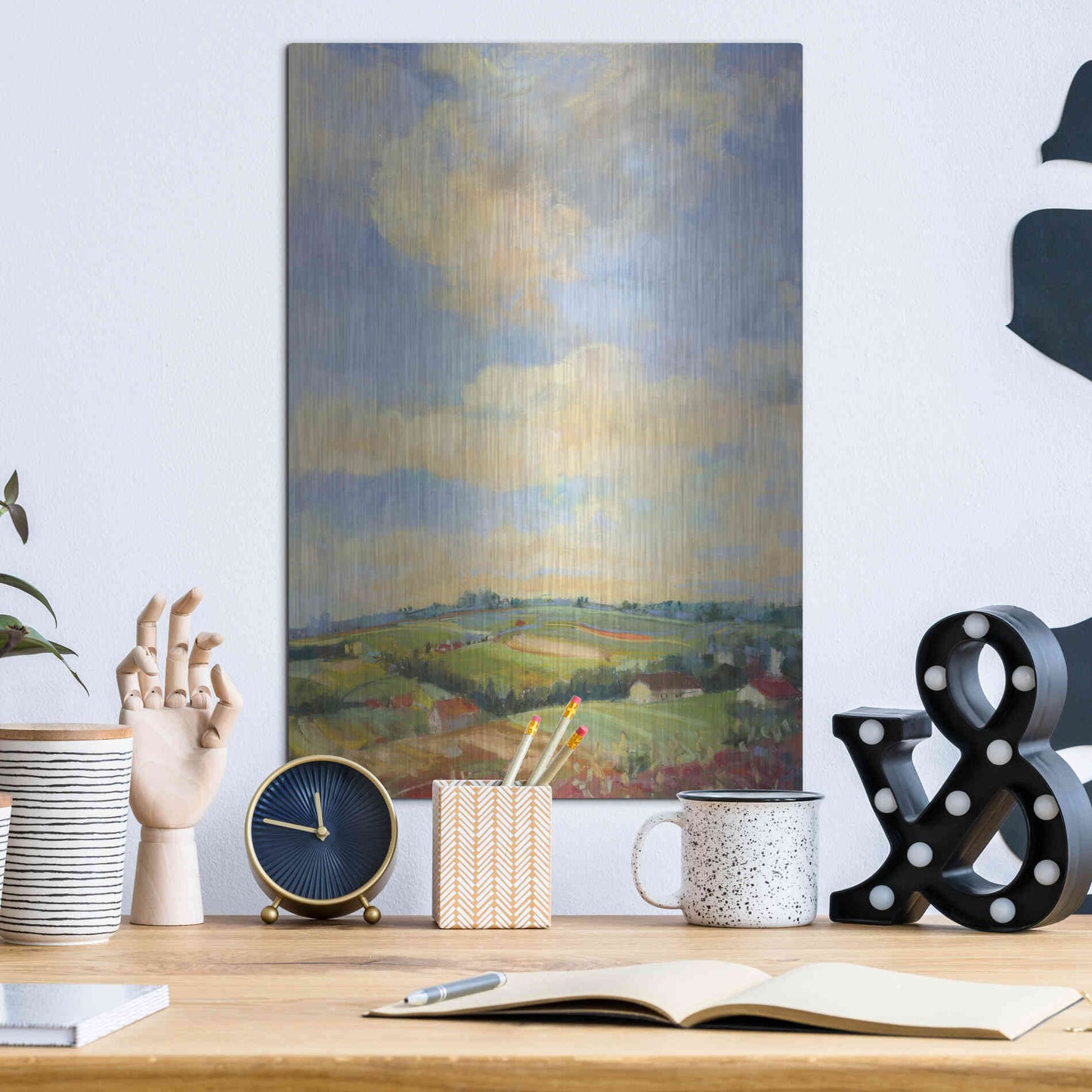 Luxe Metal Art 'Farm Fields' by Carol Rowan, Metal Wall Art,12x16