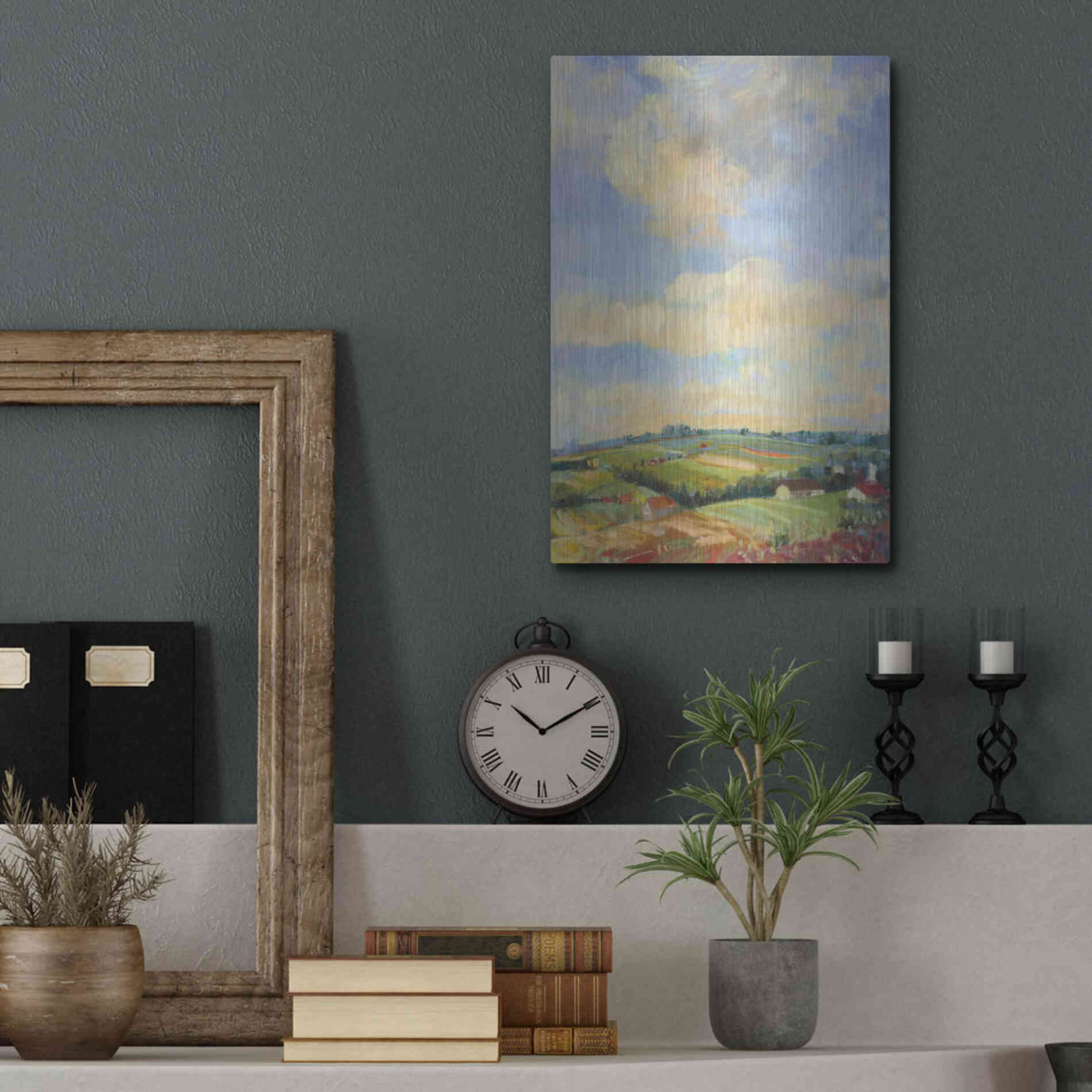 Luxe Metal Art 'Farm Fields' by Carol Rowan, Metal Wall Art,12x16