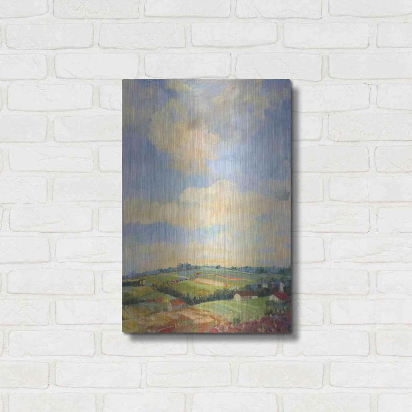 Luxe Metal Art 'Farm Fields' by Carol Rowan, Metal Wall Art,16x24