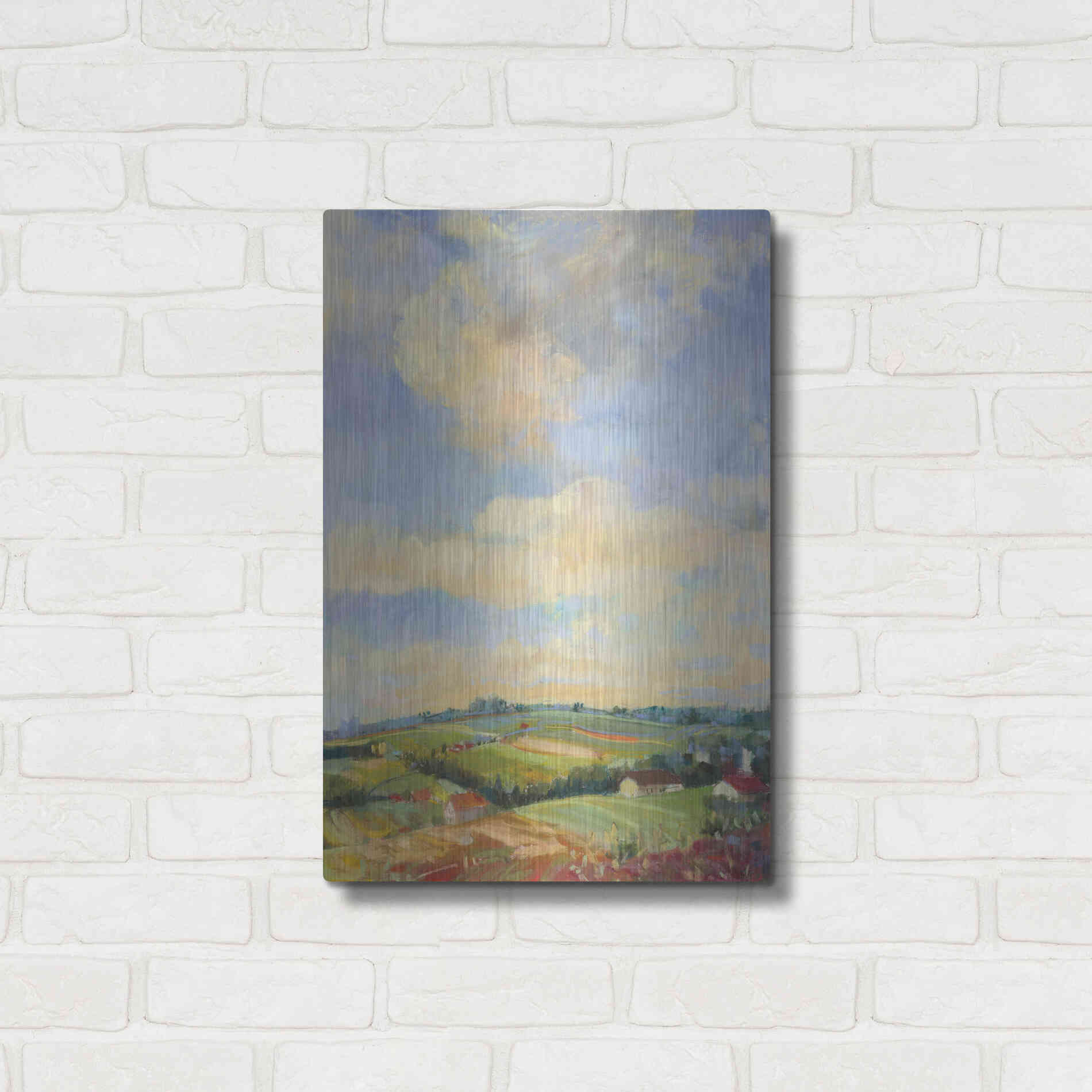 Luxe Metal Art 'Farm Fields' by Carol Rowan, Metal Wall Art,16x24