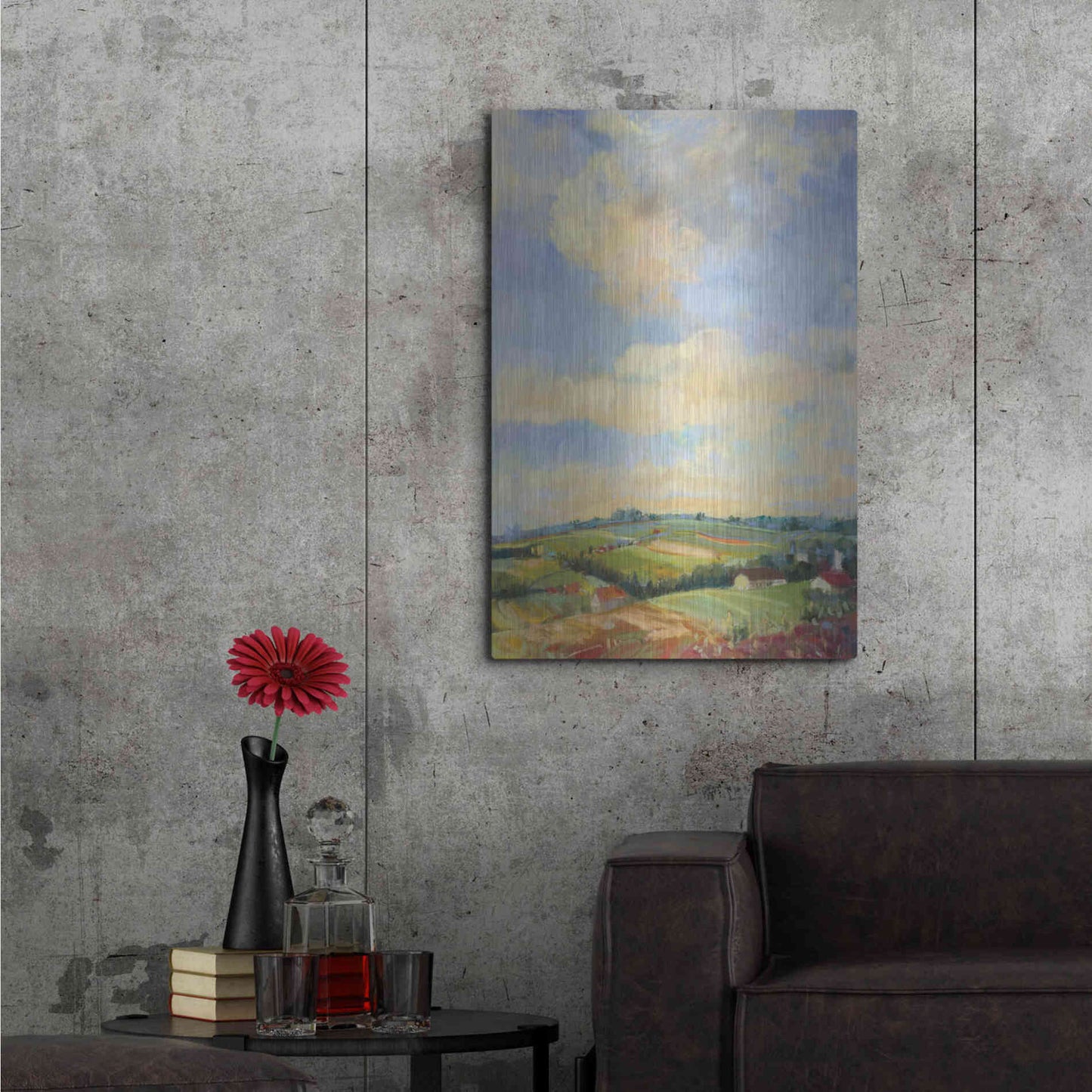 Luxe Metal Art 'Farm Fields' by Carol Rowan, Metal Wall Art,24x36