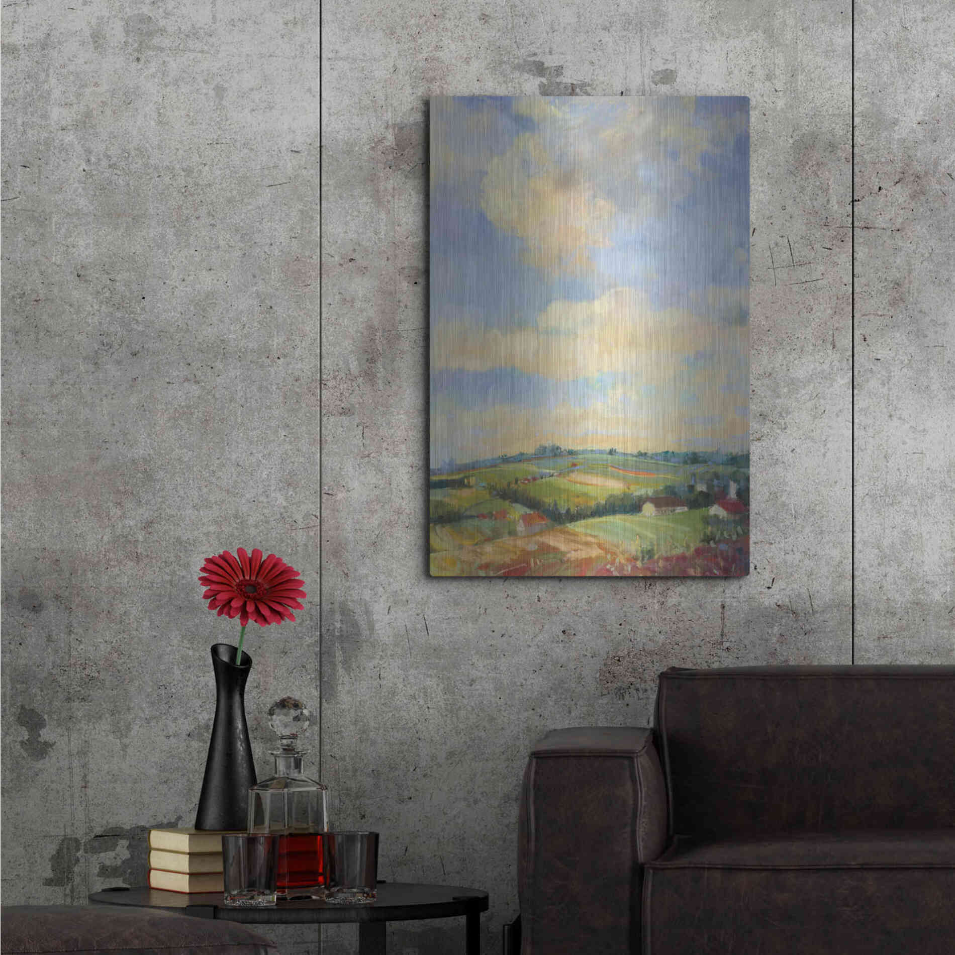 Luxe Metal Art 'Farm Fields' by Carol Rowan, Metal Wall Art,24x36