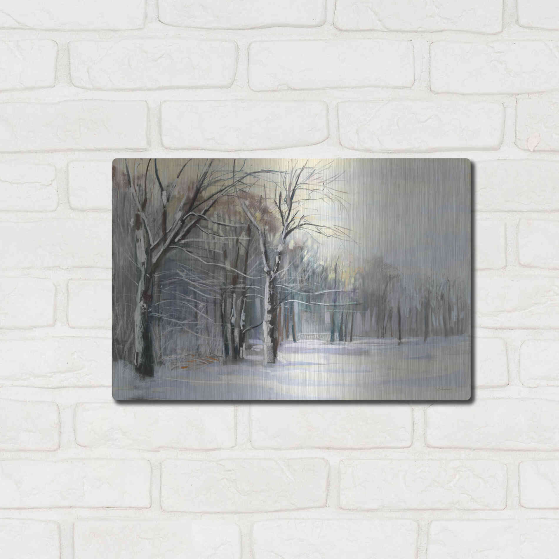 Luxe Metal Art 'Winter In The Park' by Carol Rowan, Metal Wall Art,16x12
