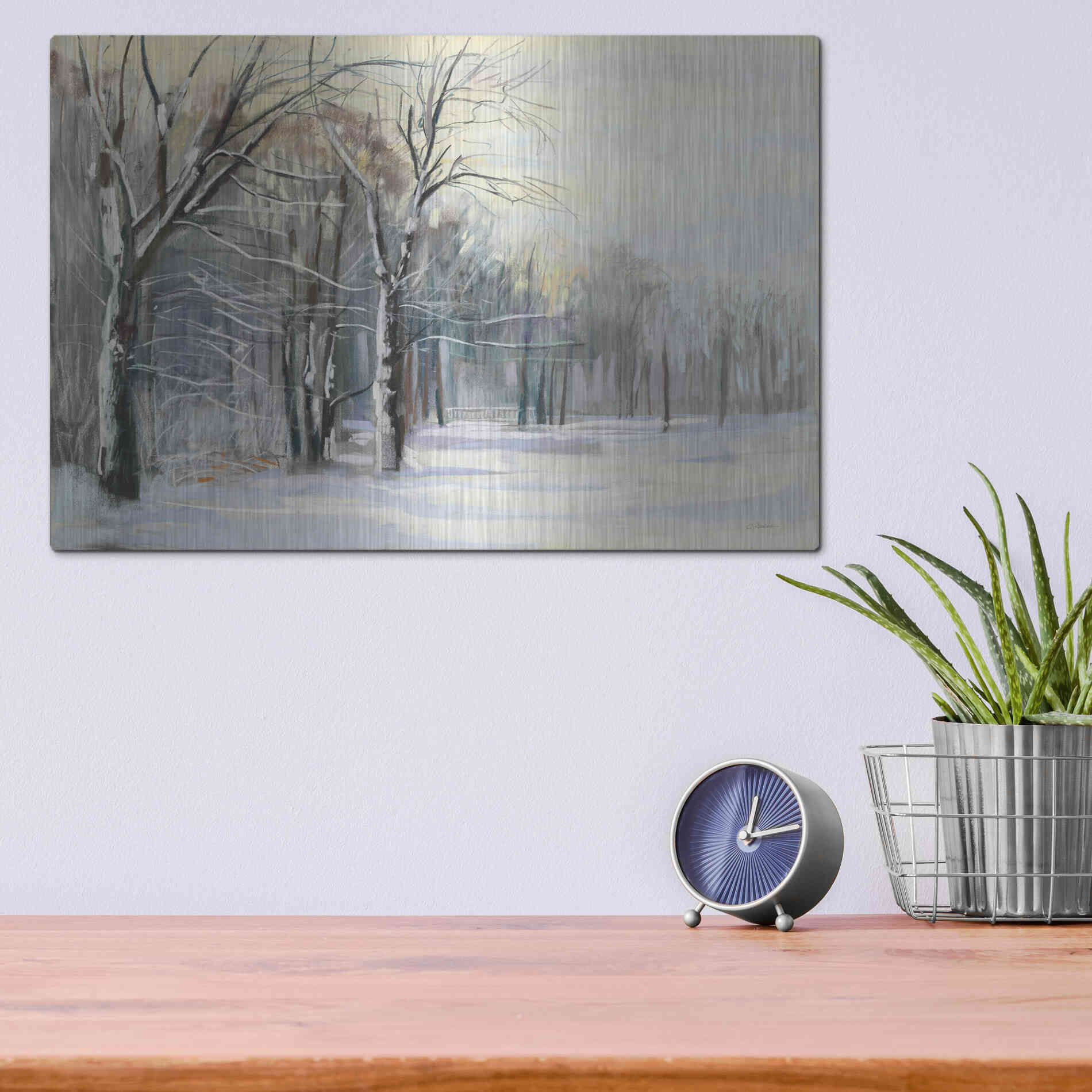 Luxe Metal Art 'Winter In The Park' by Carol Rowan, Metal Wall Art,16x12
