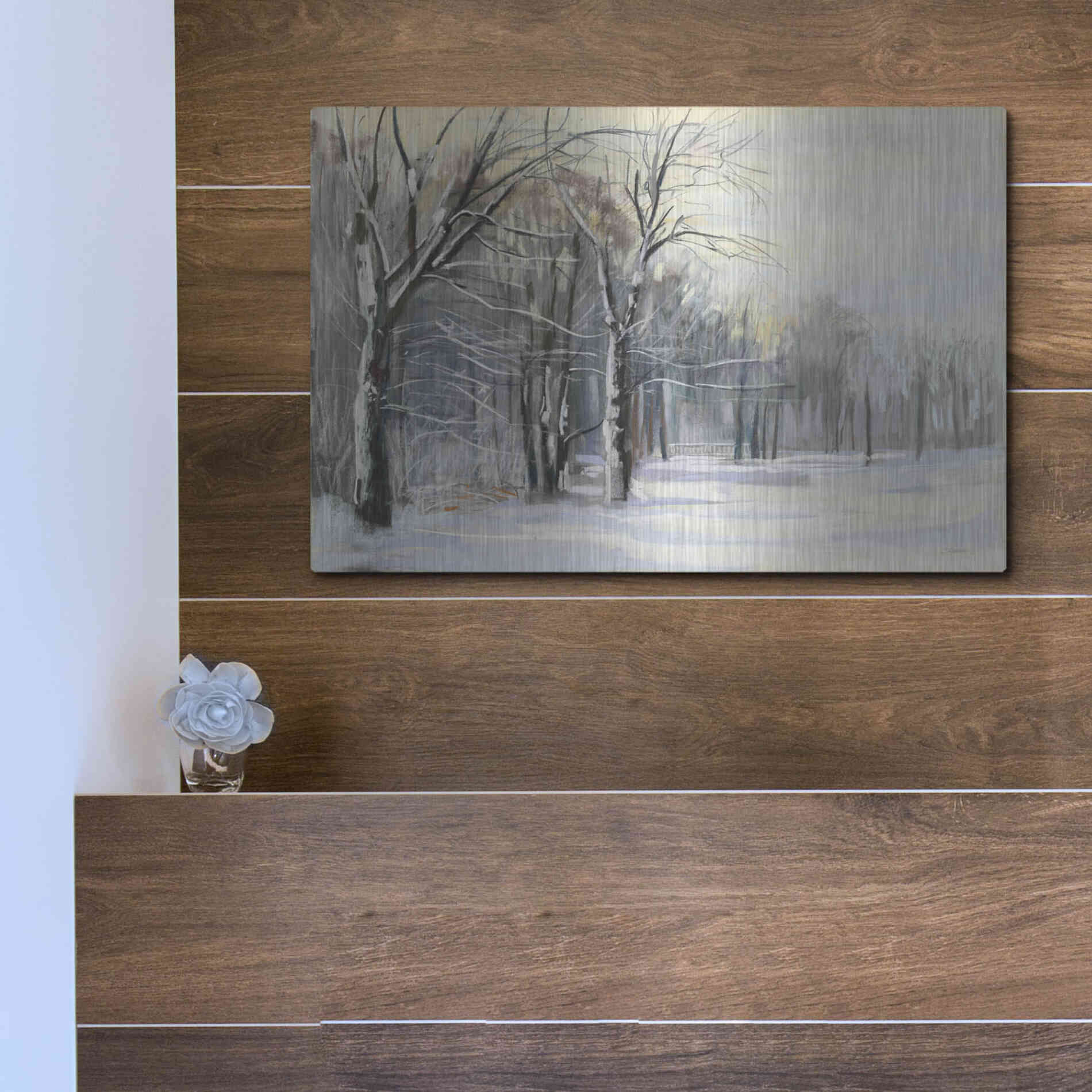 Luxe Metal Art 'Winter In The Park' by Carol Rowan, Metal Wall Art,16x12
