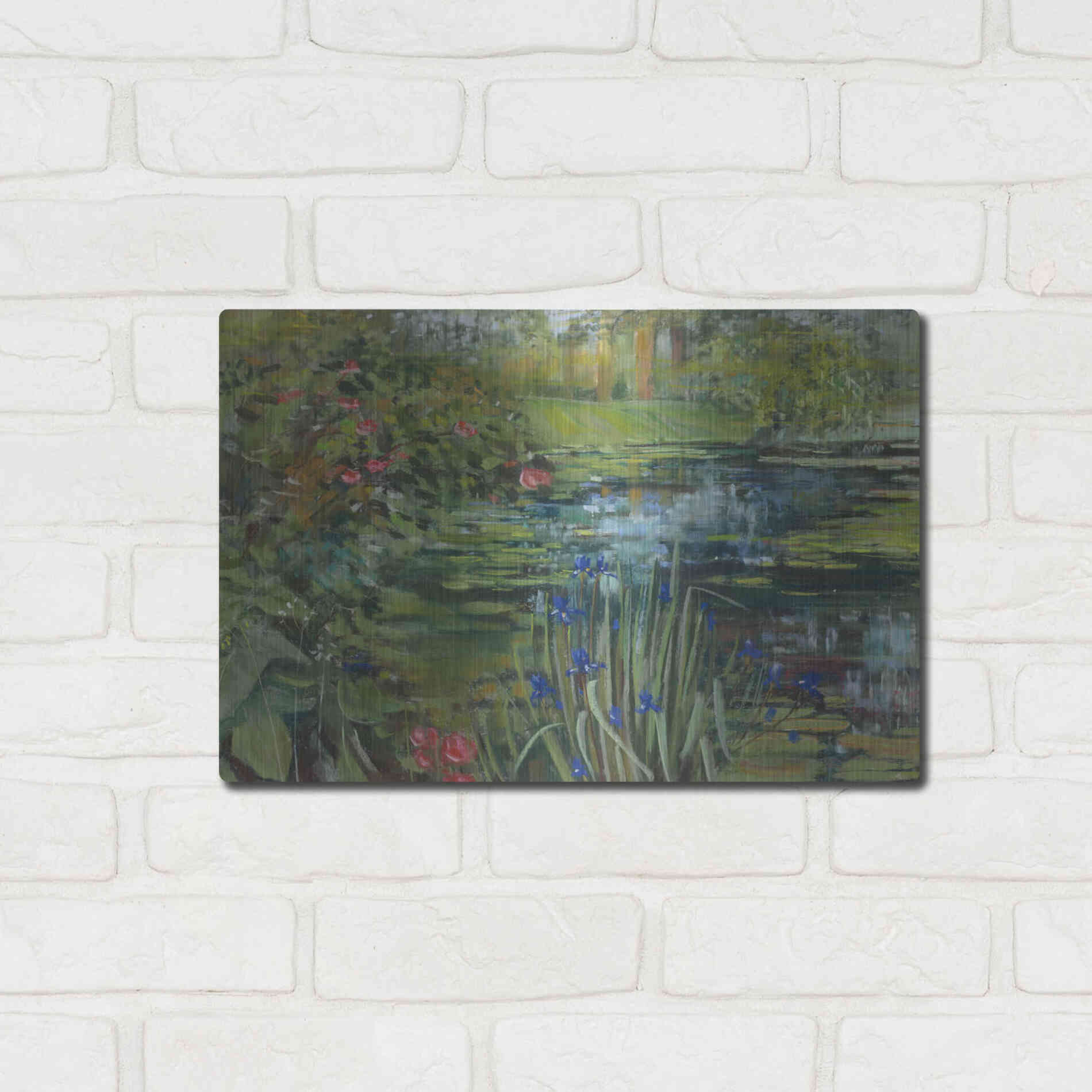 Luxe Metal Art 'Peaceful Pond' by Carol Rowan, Metal Wall Art,16x12