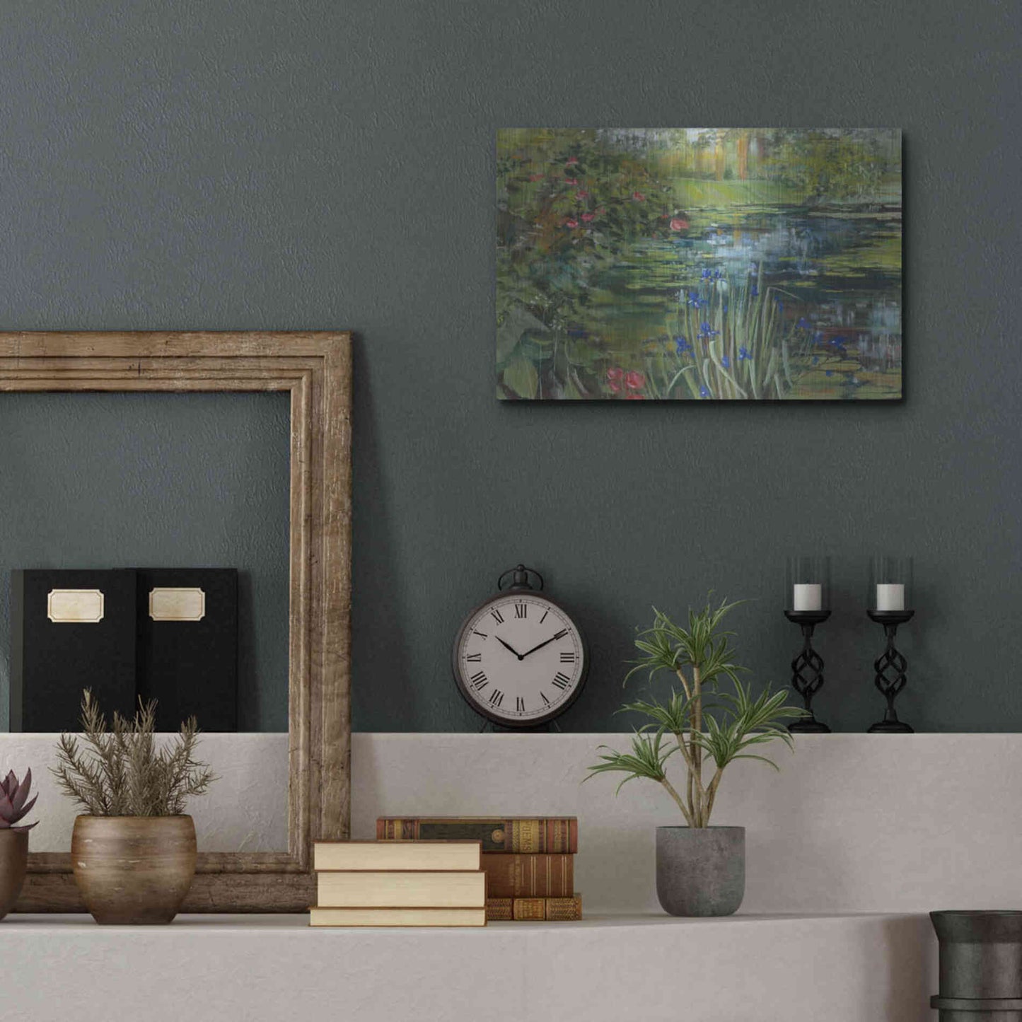 Luxe Metal Art 'Peaceful Pond' by Carol Rowan, Metal Wall Art,16x12