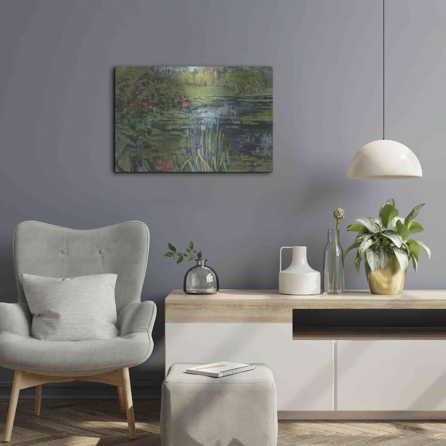 Luxe Metal Art 'Peaceful Pond' by Carol Rowan, Metal Wall Art,24x16