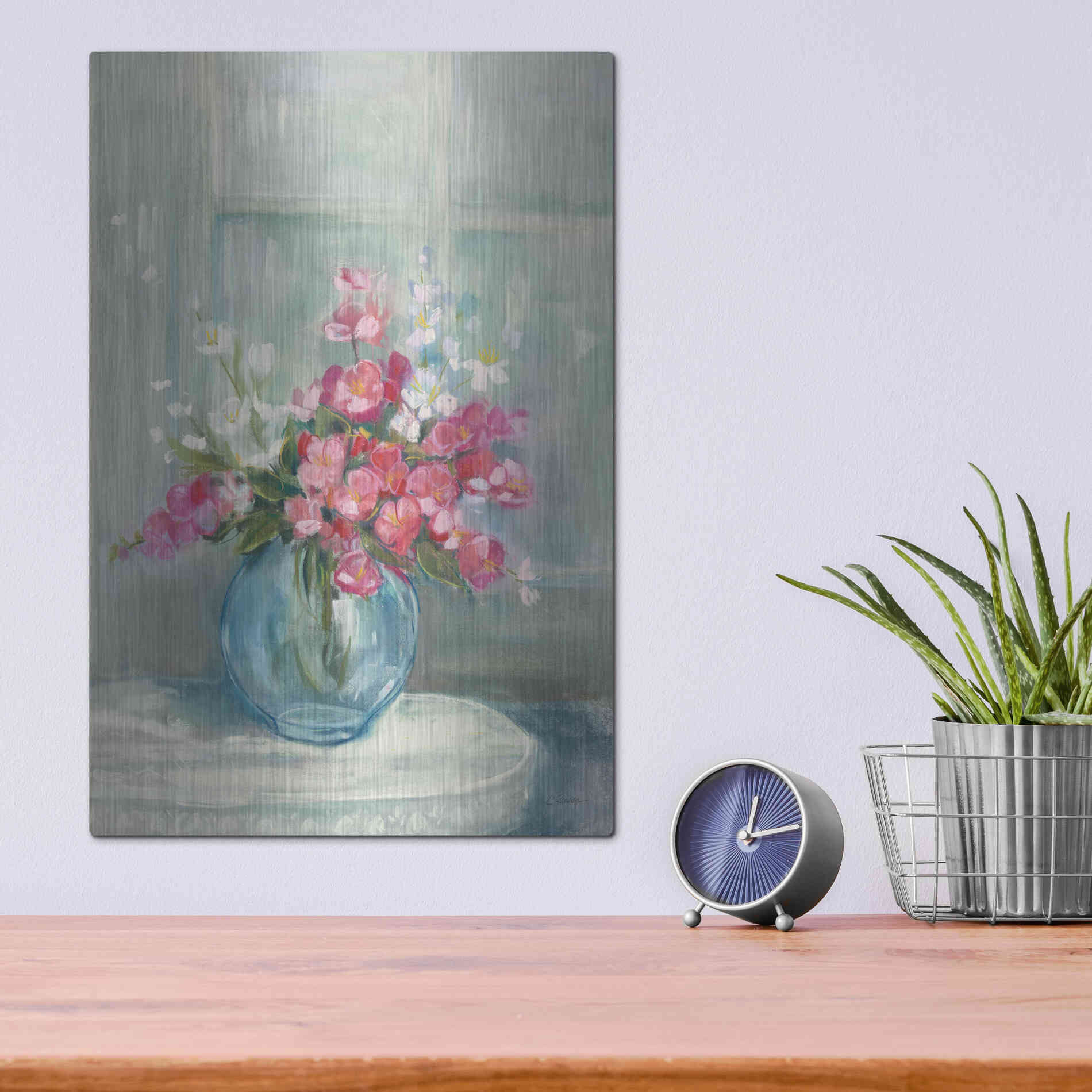 Luxe Metal Art 'Spring Bouquet I' by Carol Rowan, Metal Wall Art,12x16