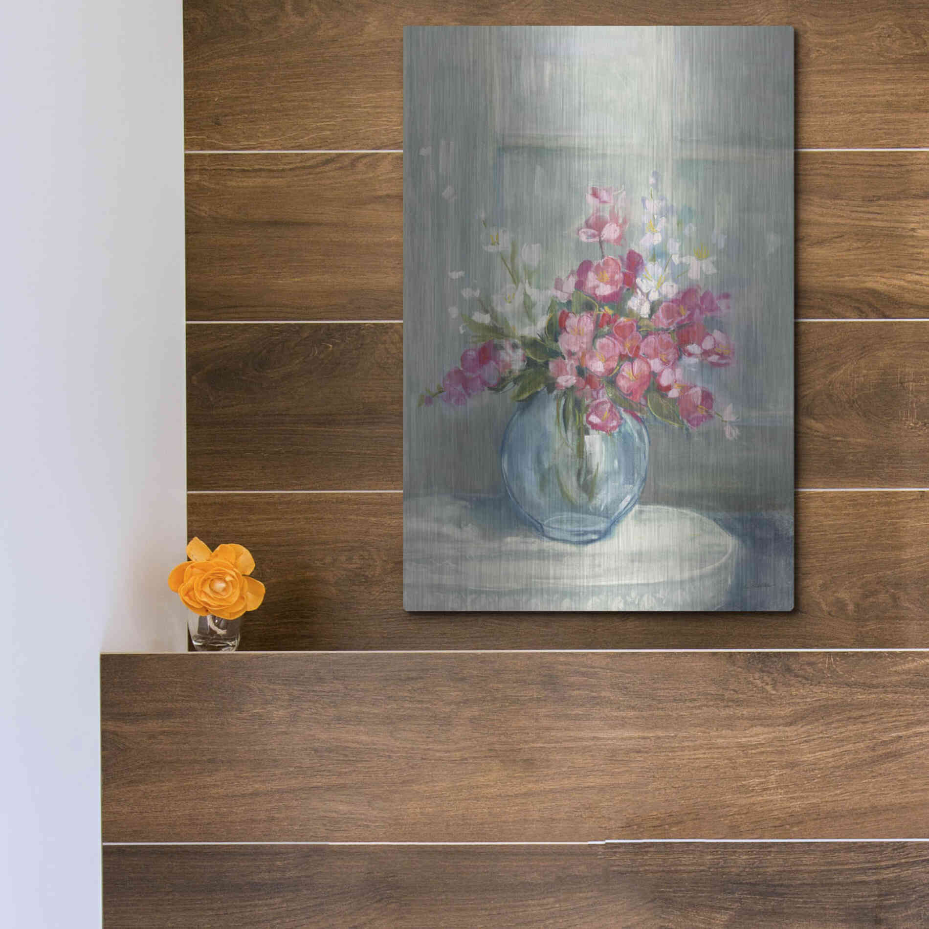 Luxe Metal Art 'Spring Bouquet I' by Carol Rowan, Metal Wall Art,12x16