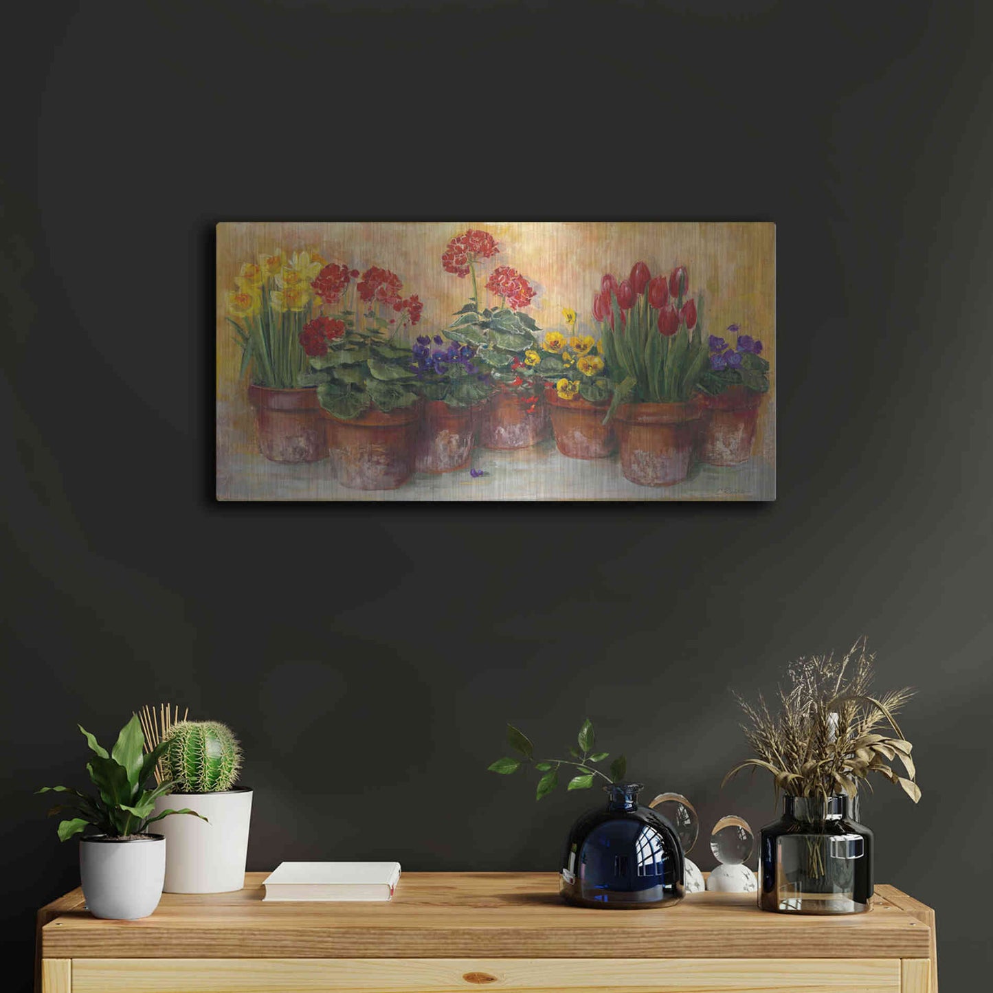 Luxe Metal Art 'Spring In The Greenhouse' by Carol Rowan, Metal Wall Art,24x12