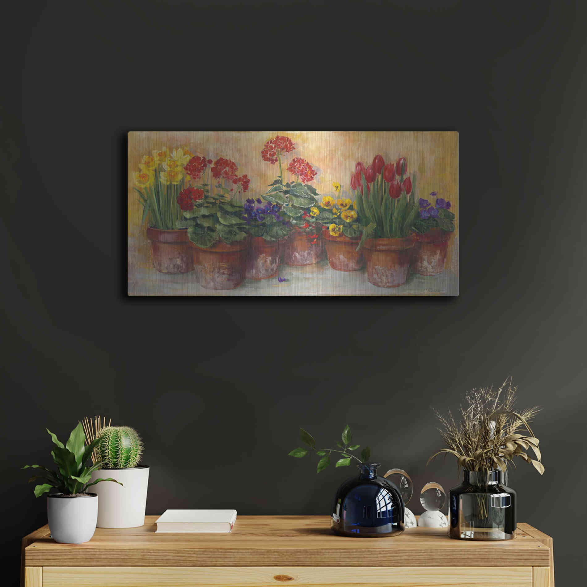 Luxe Metal Art 'Spring In The Greenhouse' by Carol Rowan, Metal Wall Art,24x12